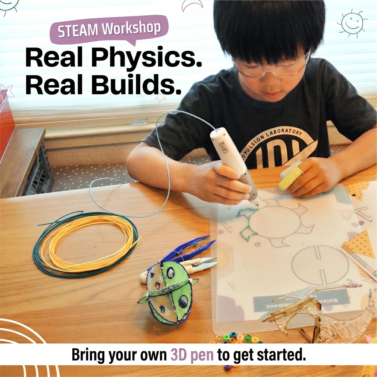 Enki Atelier Balancing Bird & 4-in-1 Space Mobile STEM Projects for 3D Pen Users | Balancing Science Kit | Ph.D. Designed Physics & Gravity Curriculum for Kids 8-12 | 2-Book Set, Printed in USA