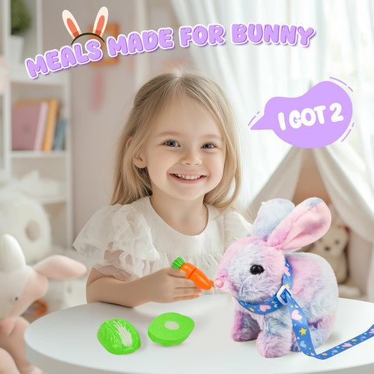 Voichic Easter Robot Bunny Pal- Bunby My Realistic Bunny Toy, Hopping Bunny with Sounds, Jumping, Twitching and Shaking Ears, Interactive Plush Bunny for Kids, Birthday Gift for Toddler（Colorful）