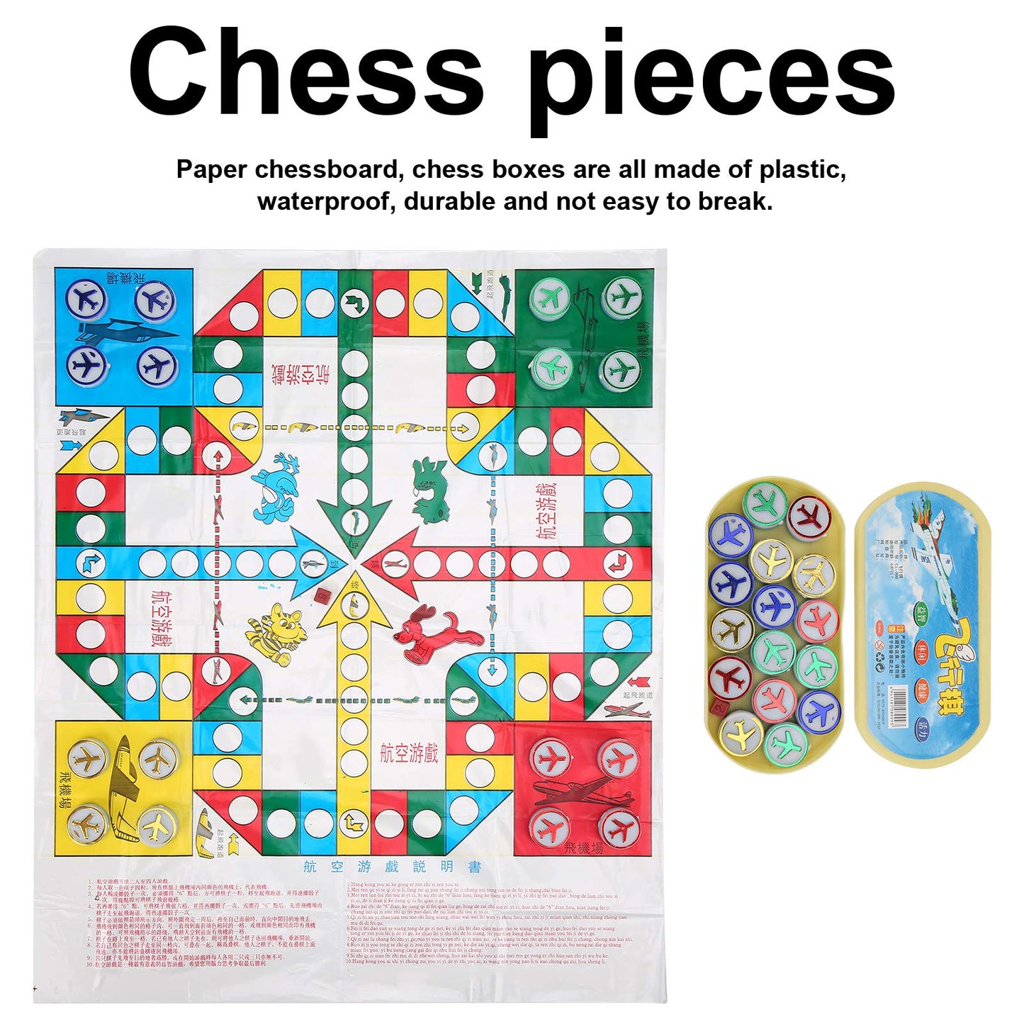 Tgoon Children Aeroplane Chess, Flying Chess Clear Color for Home and Travel
