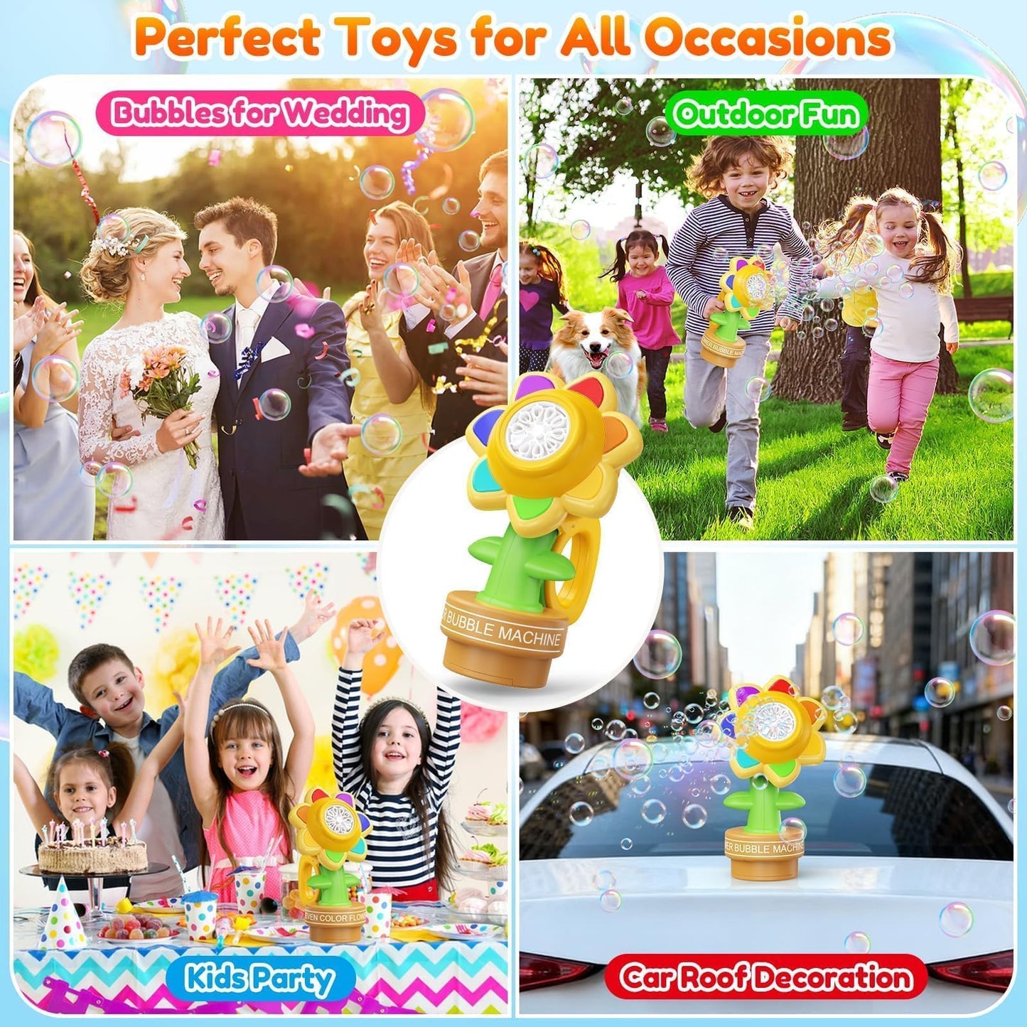 Yunaking Bubble Machine Wands Kids Toys: Remote Control Bubble Gun Rechargeable Bubbles LED Light Outdoor Toys for 3 4 5 6 7 8 Girl Boy Toddler Party Wedding, Gift for Birthday Easter Valentines Xmas
