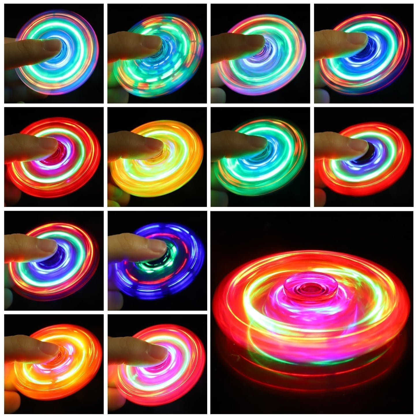 ANGGIKO Fidget Spinners 12 Pack, Light Up Fidget Spinners Bulk, Glow in The Dark Birthday Party Supplies Classroom Prizes Return Gifts