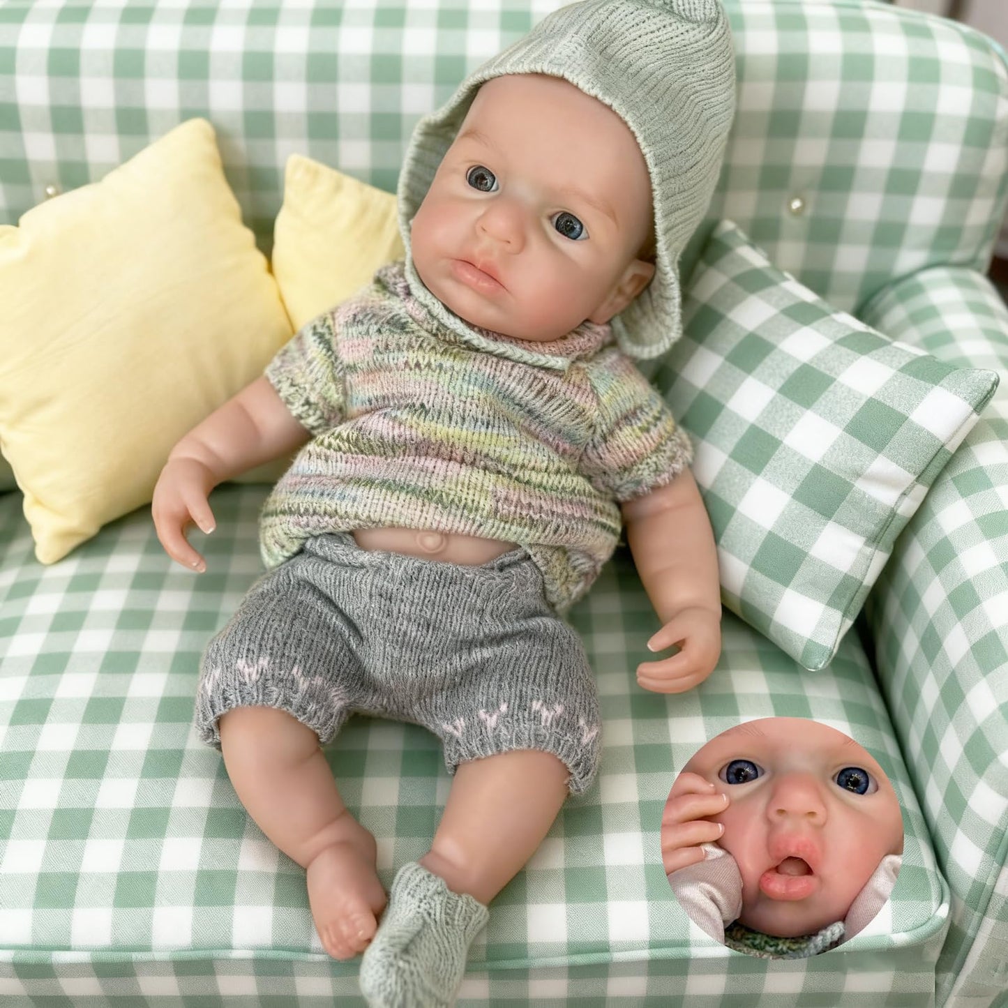 Gileutay 12 inch Realistic Full Silicone Baby Doll Girl Life Like Reborn Silicone Baby Doll with Open Mouth