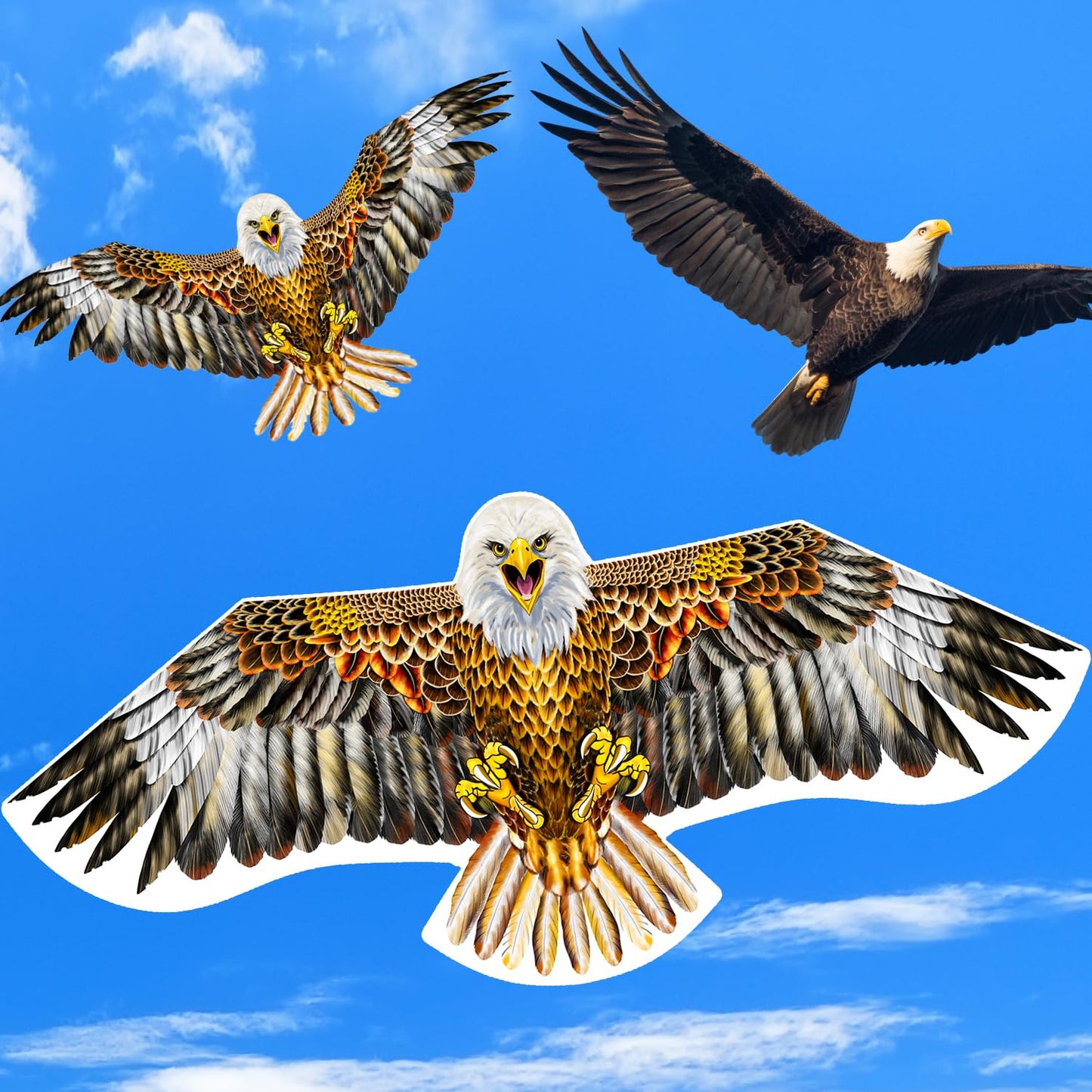 Bald Eagle Kite for Adults & Kids, Professional Durable Kites for Beginners, Outdoor Activities, Beach & Park - Easy Fly Kites Toys for Family Fun-Brown