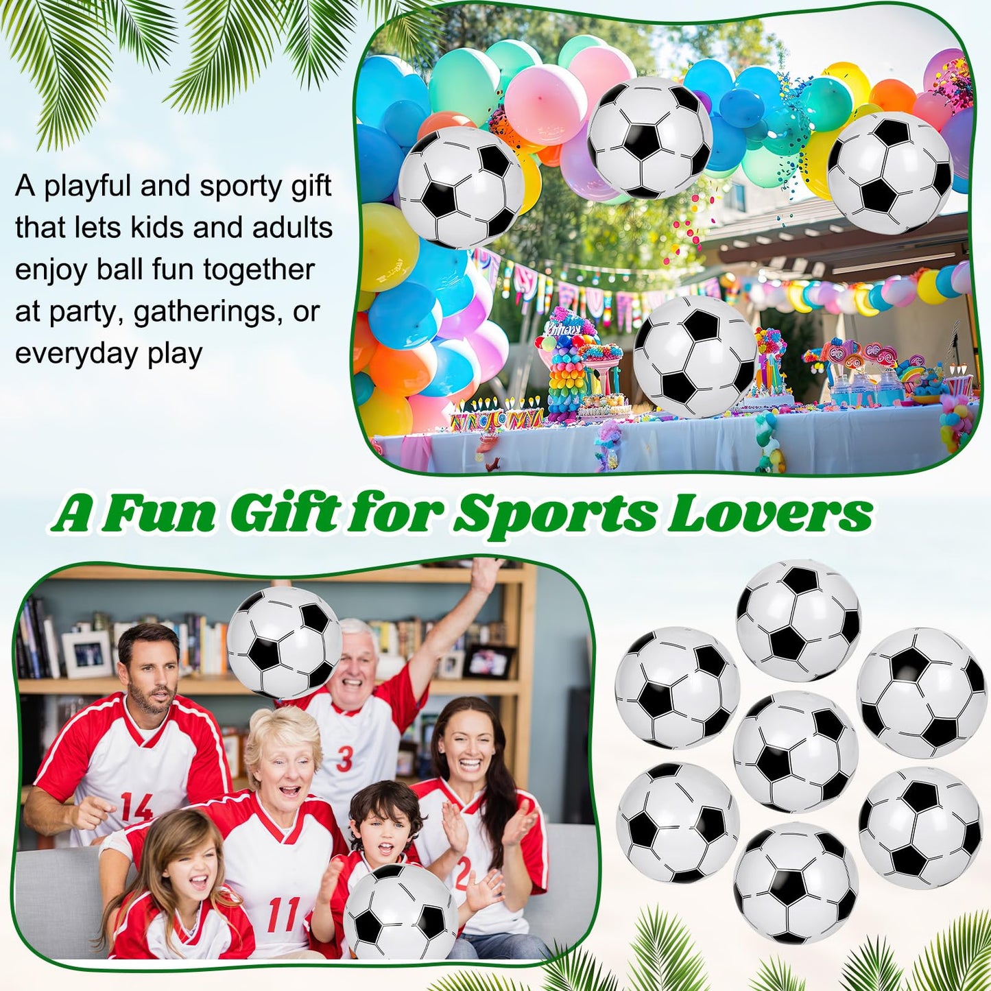 Mototo 40 Pack Soccer Inflatable Beach Balls Bulk, 16 Inch Blow up Soccer Beachballs Inflatable Balls for Indoor Outdoor Summer Beach Pool Super Bowl Themed Sport Game Decoration Birthday Party Favor