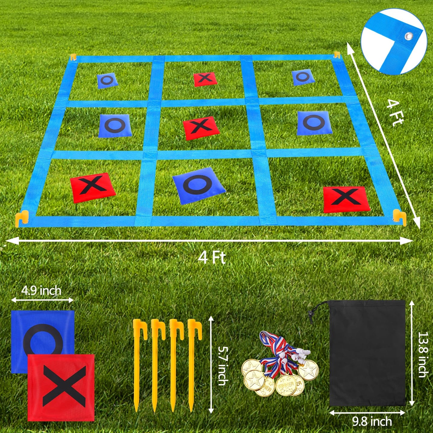 CWLAKON Outdoor Giant Tic Tac Toe Bean Bag Toss Games for Kids Adults Family, Large Outside Lawn Yard Backyard Carnival Field Day Game, Birthday Party Family Reunion Games Playground Fitness Equipment