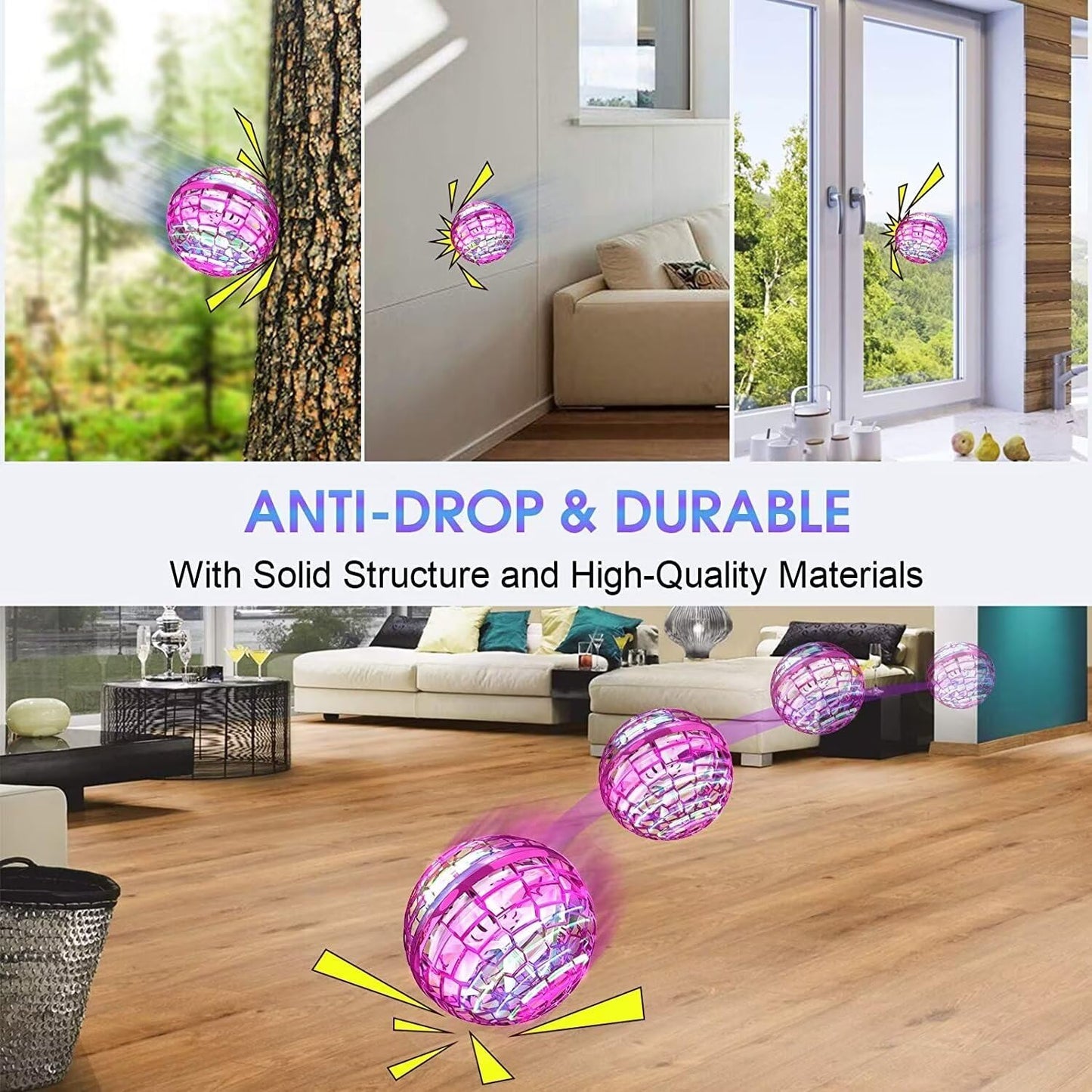 ATHLERIA Pink Flying Orb Ball with Wand,Cool Stuff Gadgets Christmas Birthday Presents Toys for Boy Girl Teens 6 7 8 9 10+ Year Old, Hover Boomerang Mini Drones for Kids,Flying Spinner