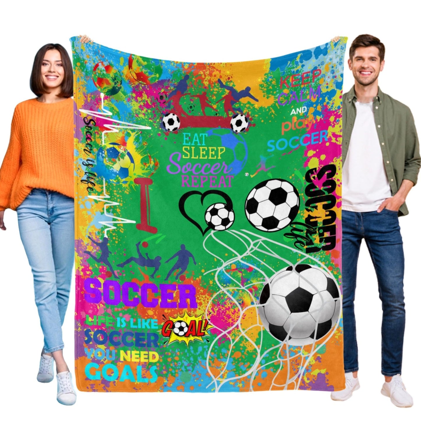 Soccer Blanket Gifts for Girls Women Ultra Soft Flannel Soccer Throw Warm Blanket for Soccers Lovers Gifts Adults Kids 50" X 40"