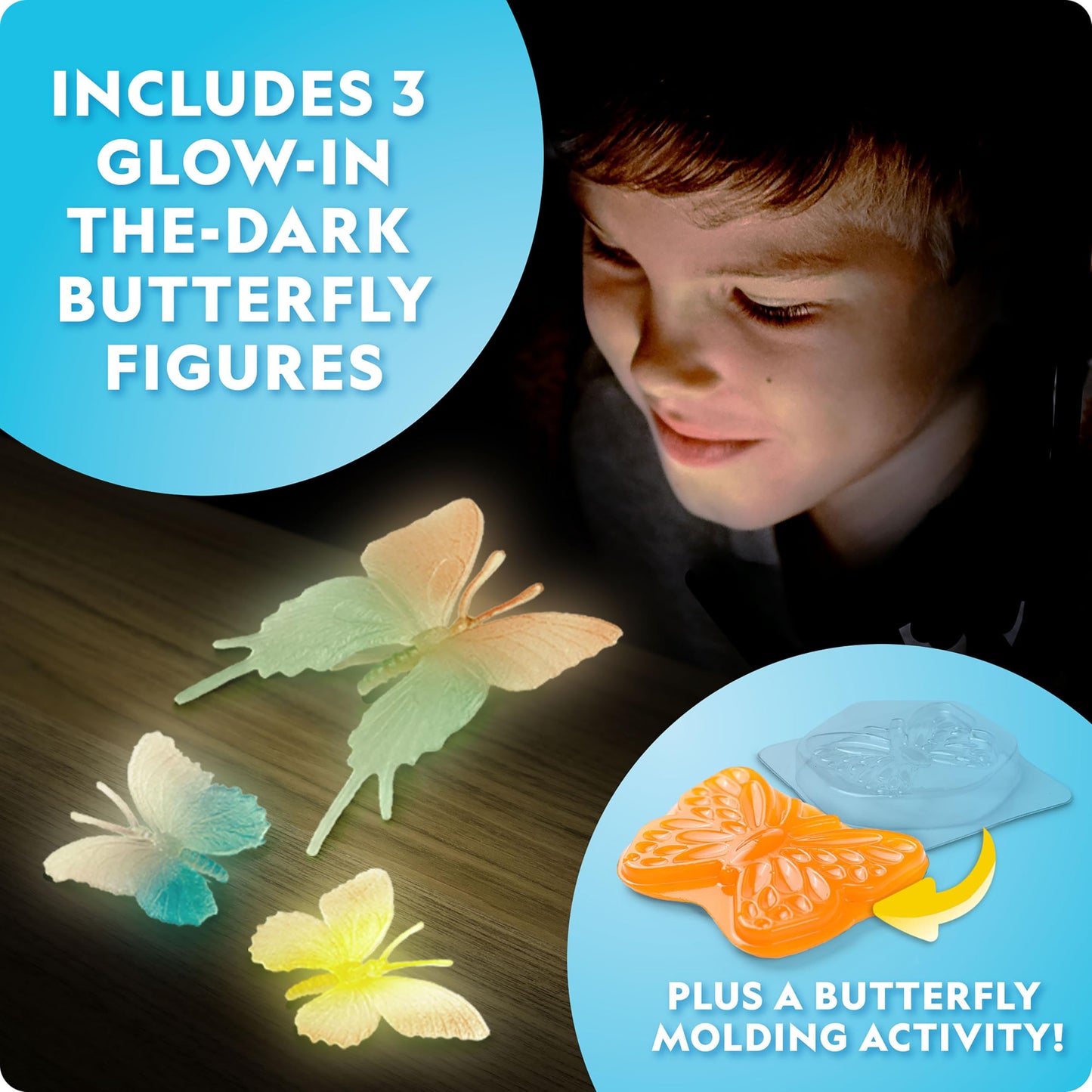 National Geographic Ultimate Butterfly Growing Kit – Butterfly Habitat Kit with Voucher to Redeem 5 Caterpillars (S&H Not Included), Glow-in-The-Dark Figures, Hands-On Activity, Outdoor Toys