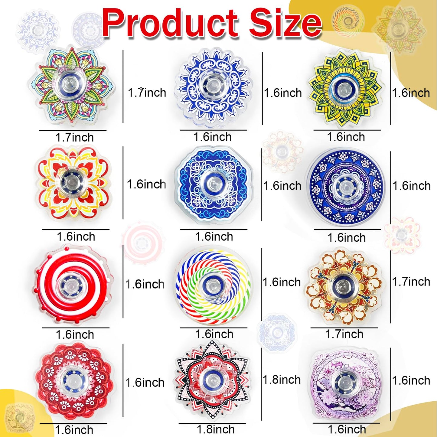 40 Pack Bohemian Fidget Spinner Toys Bulk, Mini Fidget Spinners for Kids Adults, Valentines Day Gifts Anxiety Toys Stress Relief Fidgets Easter Christmas Basket Stuffers Classroom Prizes