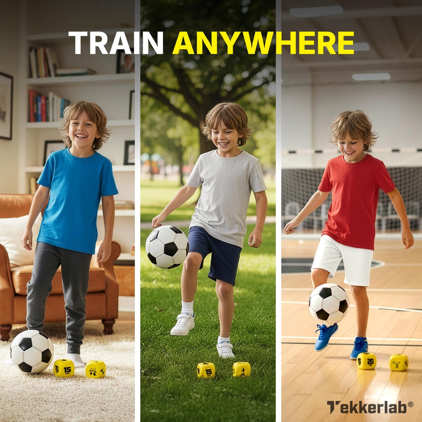 Tekkerlab Soccer Kick Up Dice - Soccer Gifts for Boys 8-12 & Girls - Fun Game for All Skill Levels - Boosts Touch, Agility & Coordination - Training Equipment & Accessories