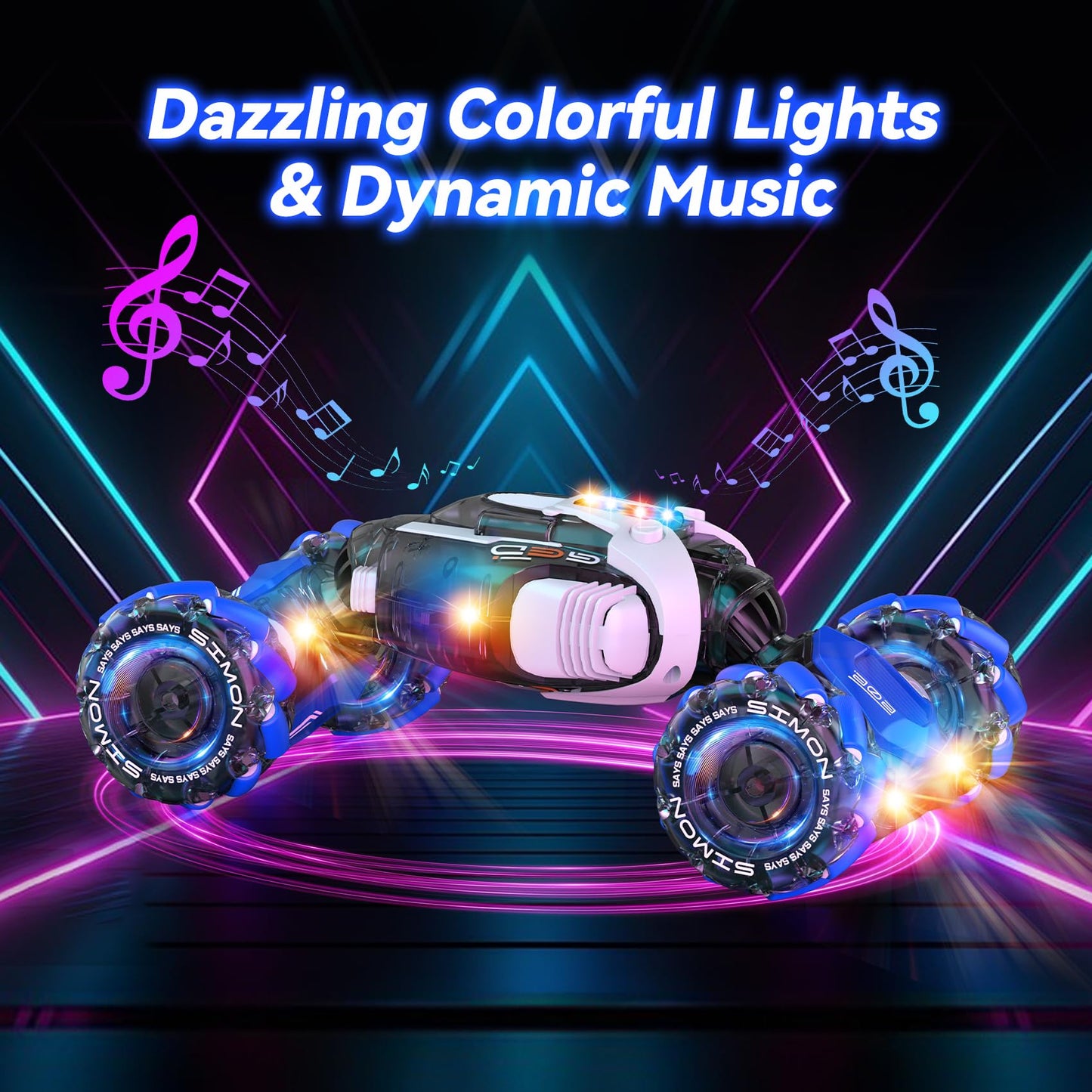Nicella Remote Control Car, RC Toys Gifts for 6 7 8 9 10 11 12 Year Old Boys Girls - 360° Rotating 4WD Gesture Sensing RC Sunt Car with Lights & Music - Cool Birthday Gifts for Kids