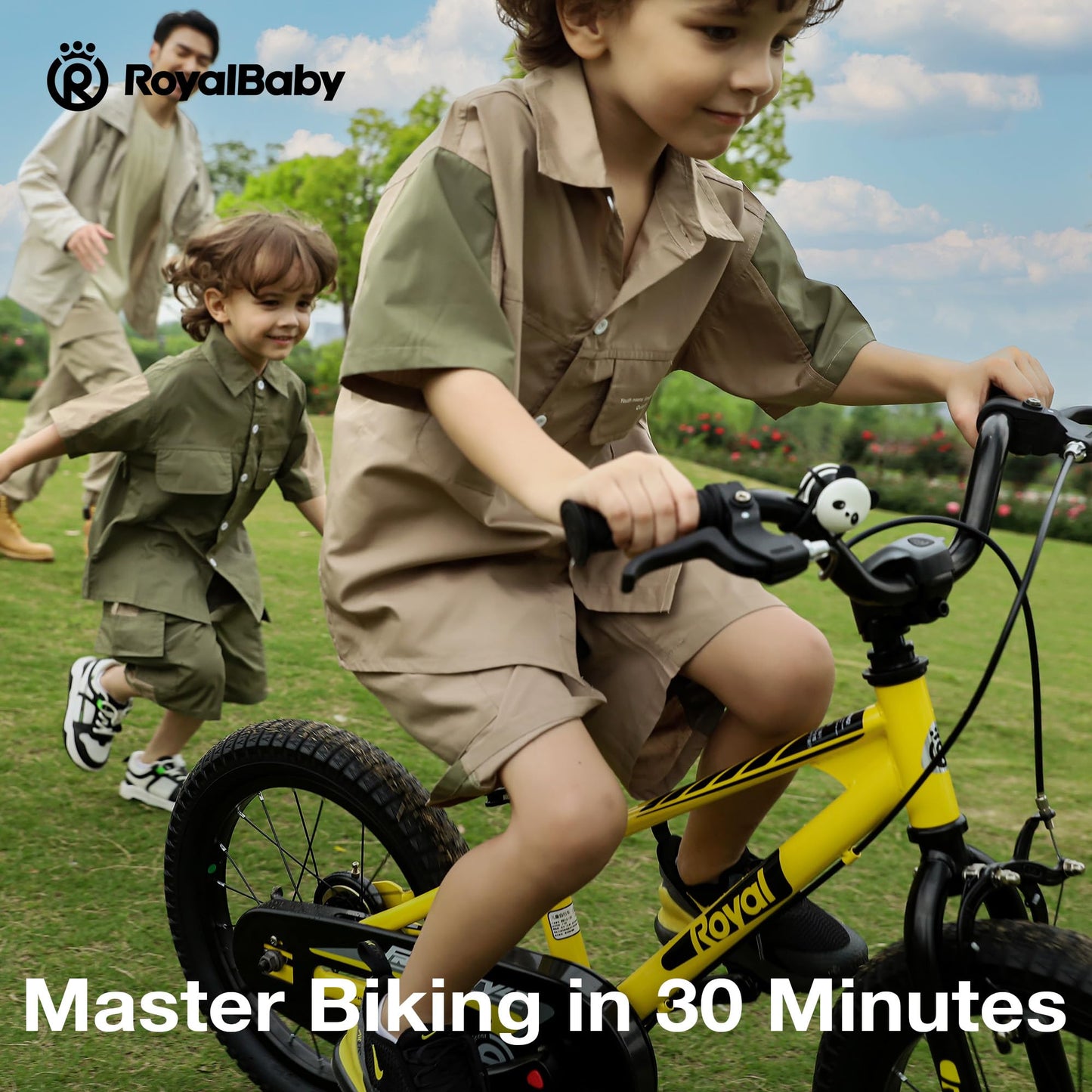 RoyalBaby Freestyle EZ Kids Bike, Easy Learn Balancing to Biking, 14 Inch Balance & Pedal Bicycle, Instant Assembly Toddlers Boys Girls Ages 3-5 Years, 14" Yellow