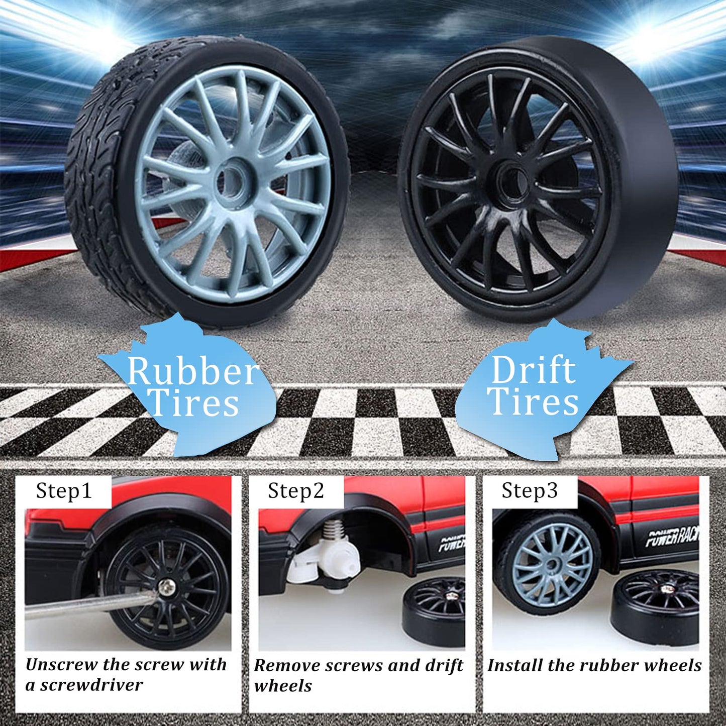 Desdoni Remote Control Car RC Drift Car 2.4GHz 1:24 Scale 4WD High Speed RC Cars Vehicle with LED Lights Batteries and Drifting Tires Racing Sport Toy Cars for Adults Boys Girls Kids Gift