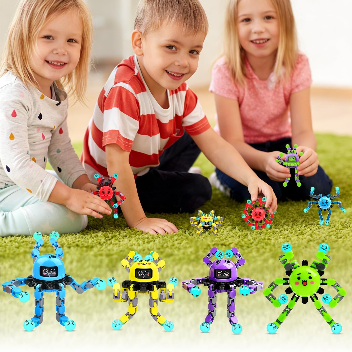 ASIOWELY Transformable Fidget Spinner Toys for Kids and Adults,10 Pcs Sensory Toy for Boys Girl ADHD Stress Relief Toys,Fingertip Gyros Travel Toy Party favors for Teens Birthdays Gifts Easter Present
