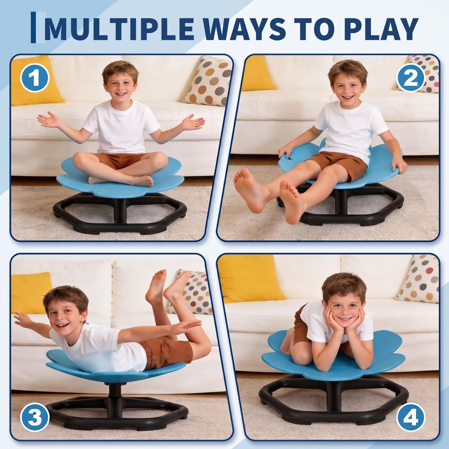 Garvee Spinning Chair for Autistic Kids, Sensory Swivel Chair, Spin Chair Weight Capacity 220LBS, for Children with ADHD/Autism/Sensory, with Non-Slip Design, Training Body Coordination, 3+ Years
