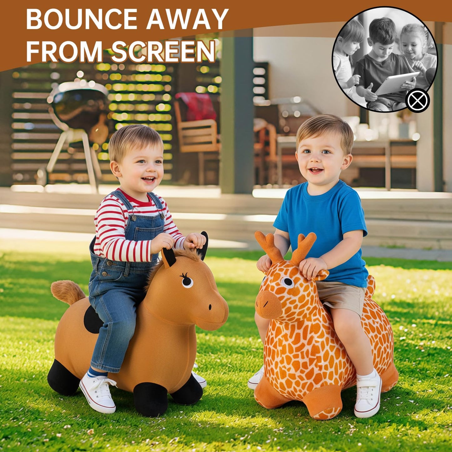 Willingfun Bouncy Horse for Kids, Plush Bouncy Pals, Ride on Toys for Toddlers, Bouncing Toy Hopper Toy, Toys and Gifts for Boys and Girls Aged 2, 3, 4, 5