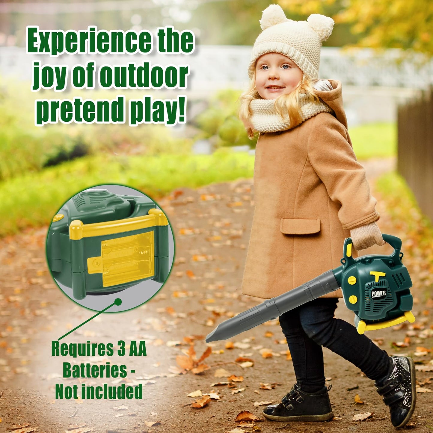 TeganPlay Kids Leaf Blower Toddler Landscaping Gardening Tools and Equipments Includes Mask Safety Goggles and Earmuffs