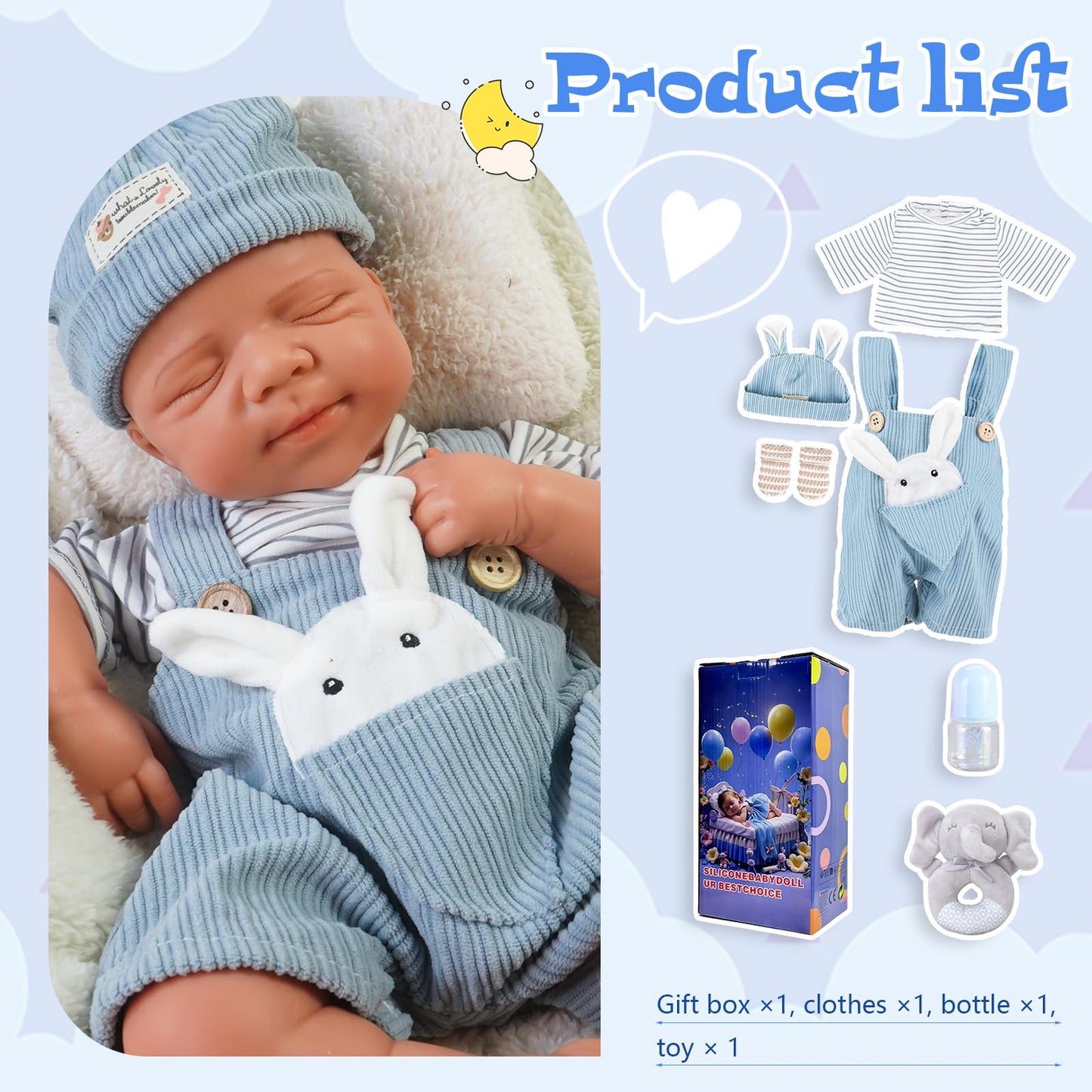 FemmeForm Boy 20 Inch, Full Silicone Baby Doll, Reborn Baby Dolls Silicone Full Body, Sleeping Position Newborn, Not Vinyl, with Gift Box