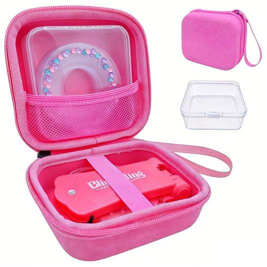 HarborCase Storage Case for Blinger Diamond Starter Set, 2-in-1 EVA Organizer with Removable PP Gem Box, Kids Hair Styling Tool Travel Kit for Press Tool & Acrylic Gems (Only Case) (Pink)