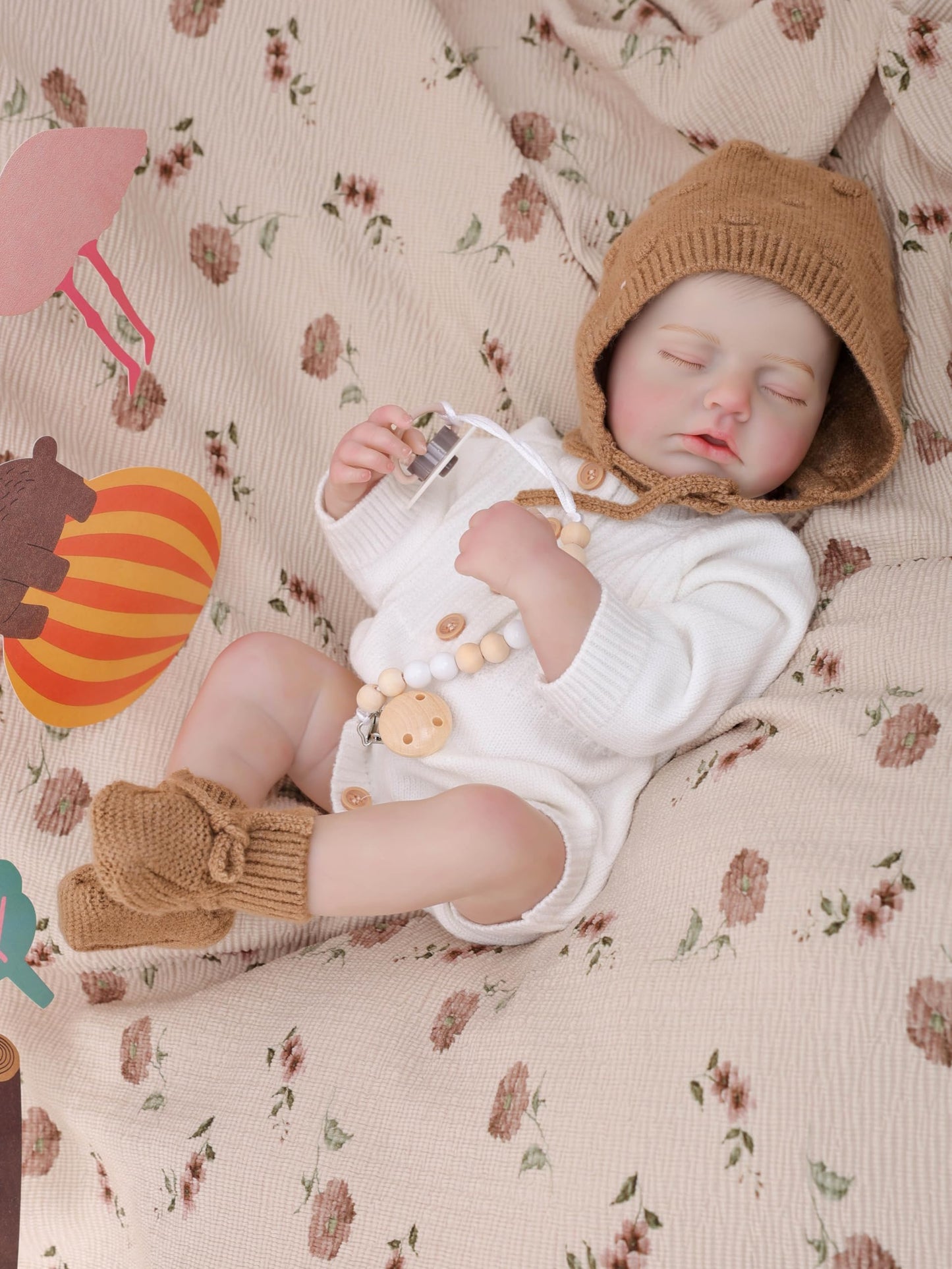 Cloveray Reborn Baby Dolls – 20 Inch Real Baby Dolls That Look Real, Full Body Vinyl Girl Doll in Soft Knit Outfit, Lifelike Newborn with Accessories, Gift for Children Ages 3+, Pretend Play