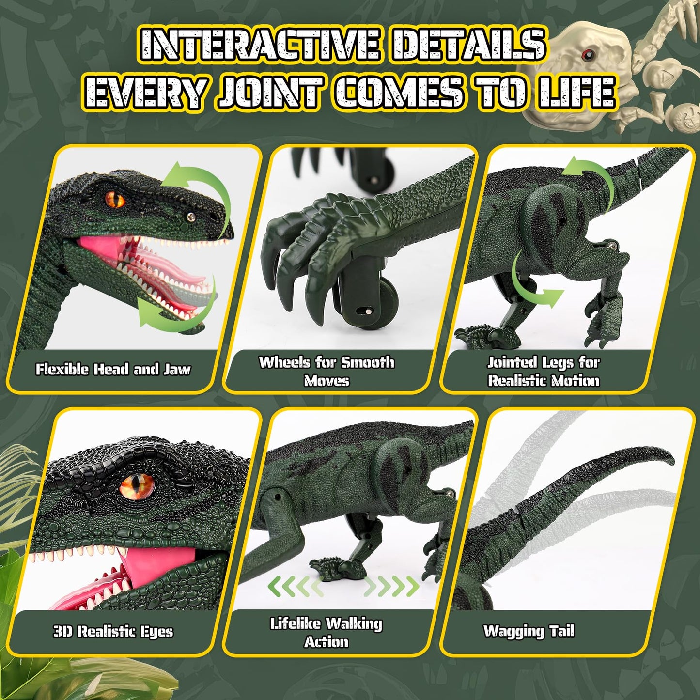 Rcfunkid Dinosaur Toys for Kids, 2.4GHz Remote Control Dinosaur with Walking, Realistic Sounds, Demo Mode, Rechargeable Jurassic Toys for 3-5, 5-7, 8-12, Birthdays, Parties, Christmas, Children’s Day