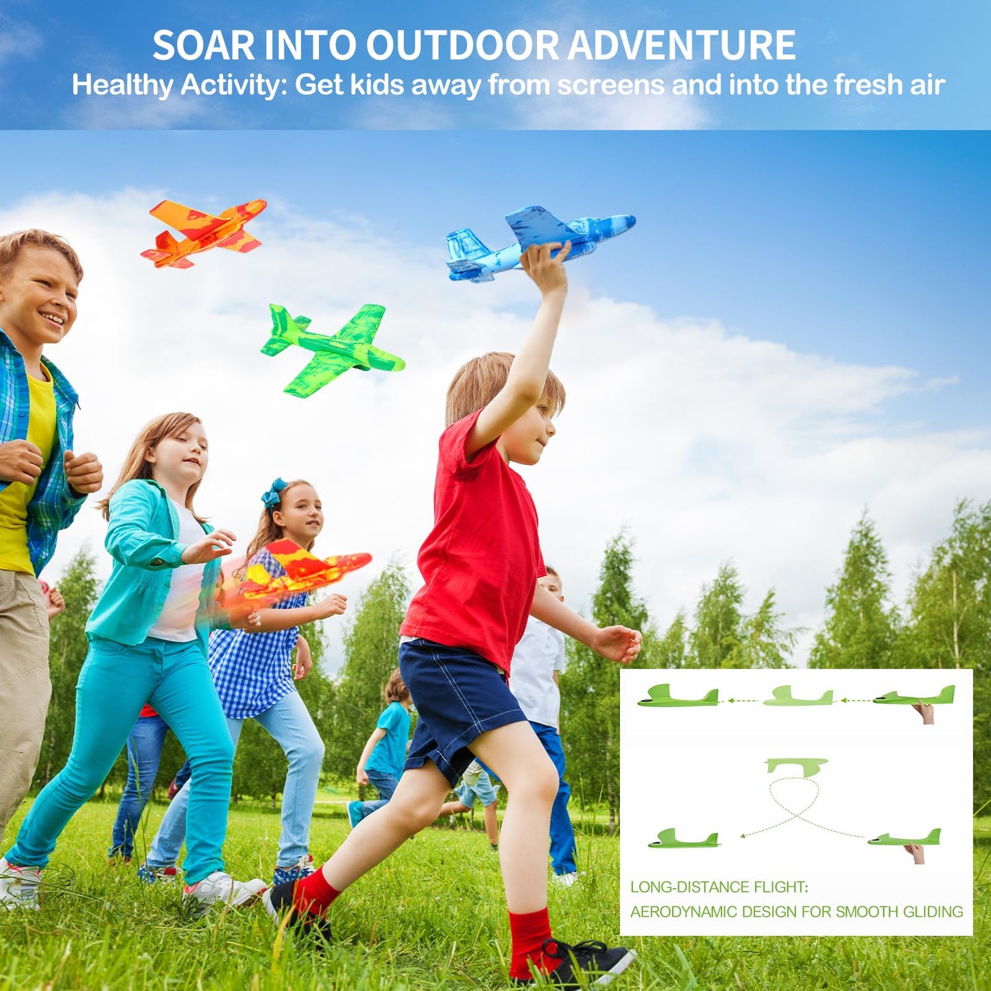 Teyva Daily 10 Pack Airplane Toys, Throwing Foam Planes for Kids Foam Airplanes Gliders Birthday Party Favor Gifts Stocking Filler Stuffer for Kids Boys Girls 8 9 10 11 12 Year Old (Camouflage Colors)