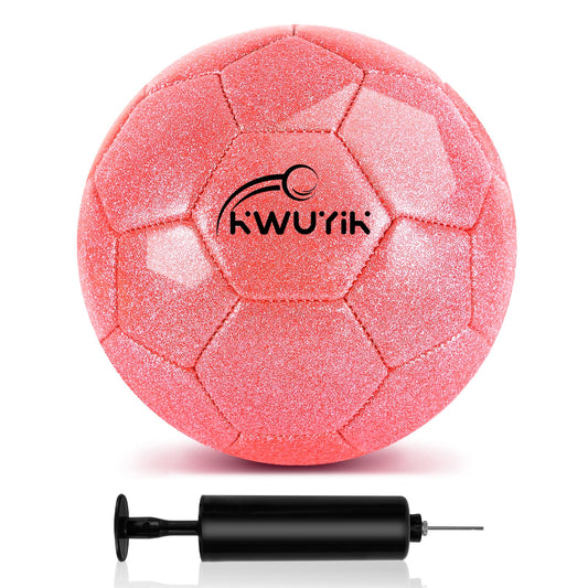 OKWUYiK Size 3 Glitter Pink Soccer Ball Set with Pump Youth Soccer Ball for Kids Aged 4-6 6-8 8-12 Toddler Soft Training Practice for Teens Children Adults Boys Girls