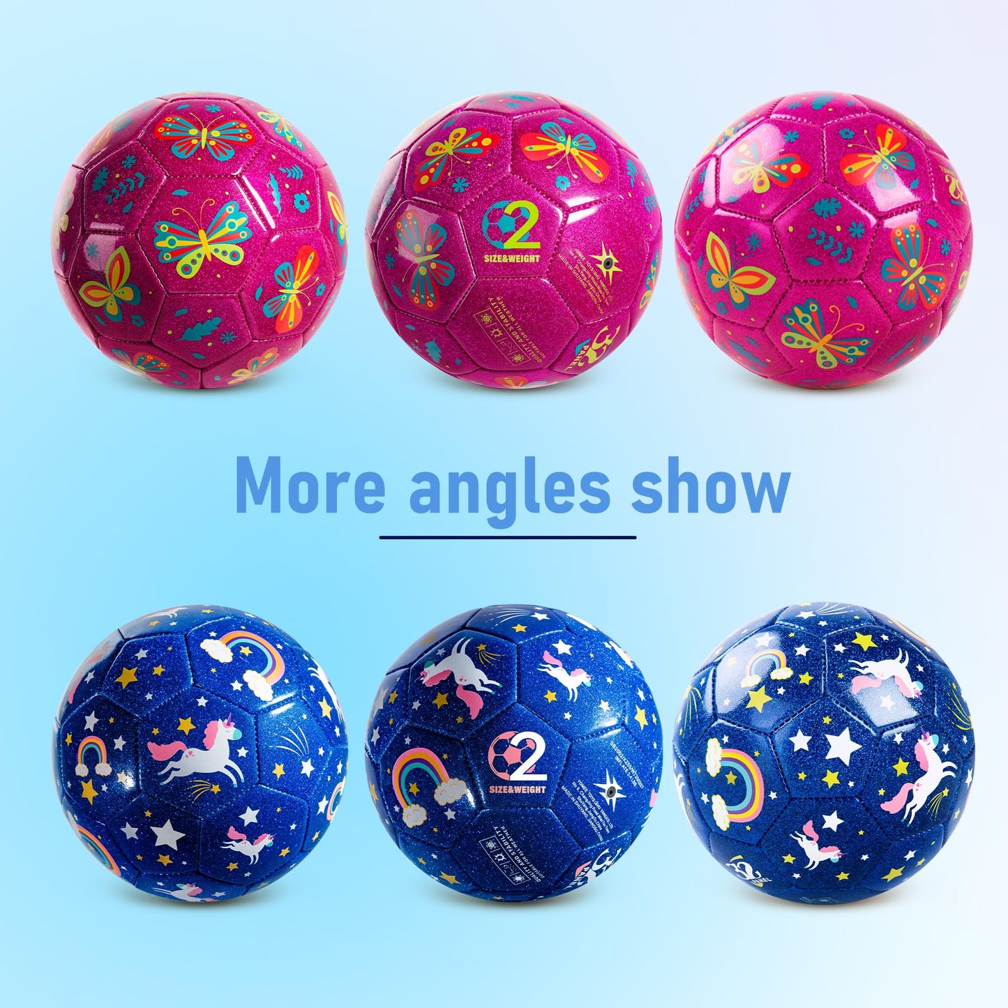 Toddler Soccer Ball Size 2 - Small Soft Kids Ball 2 Pack for Ages 1-5- Cartoon Sports Toy Boys Girls - Great Soccer & Birthday Gift for Babies, Toddlers & Kids Indoor Outdoor Games