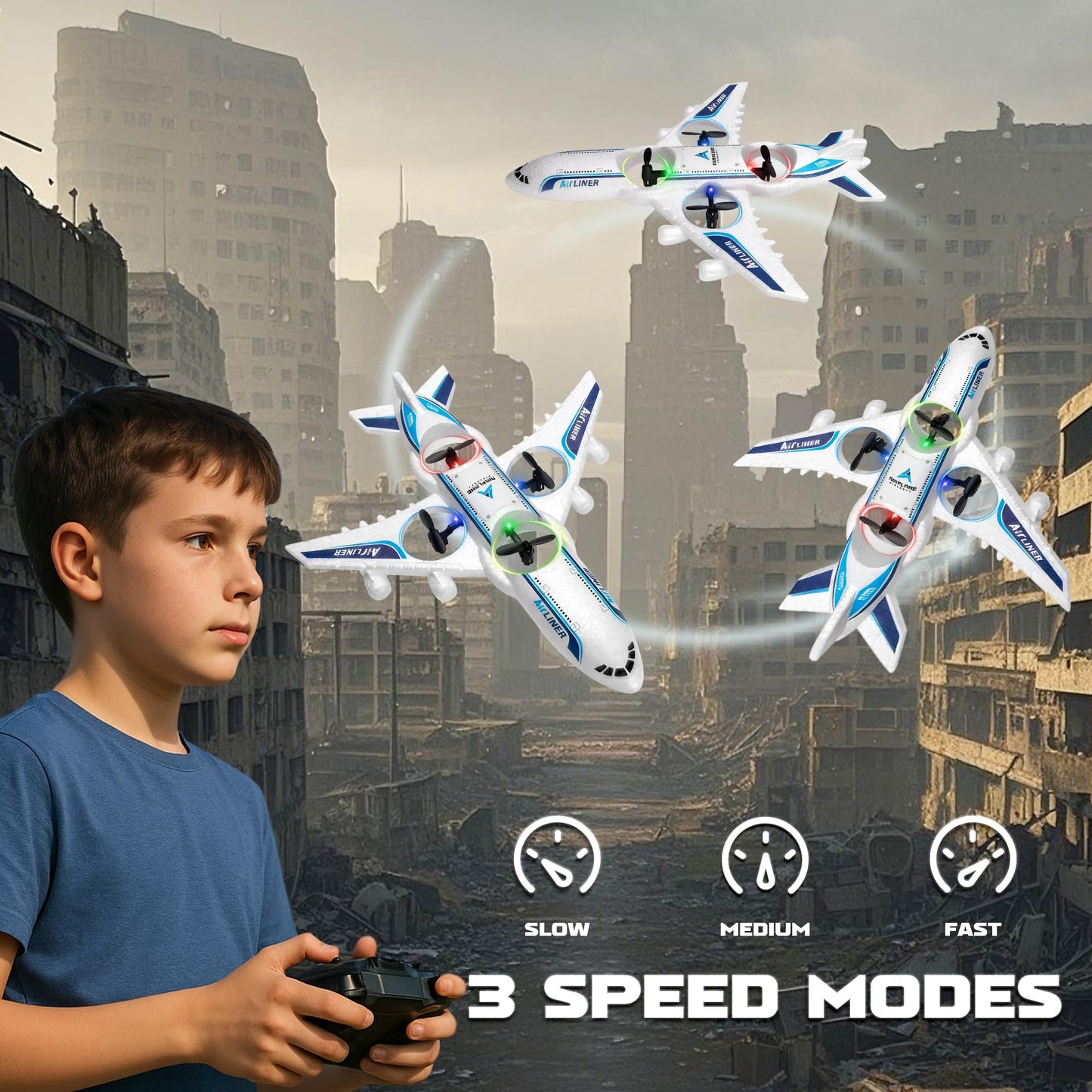 LEFEI Rc Drone Remote Control Airplane -2.4GHz Foam V17 Jet Fighter Stunt,360° Drop-Resistant Stunt Spin Remote & Light RC Airplane with 2 Batteries for Kids Boys Girls (White)