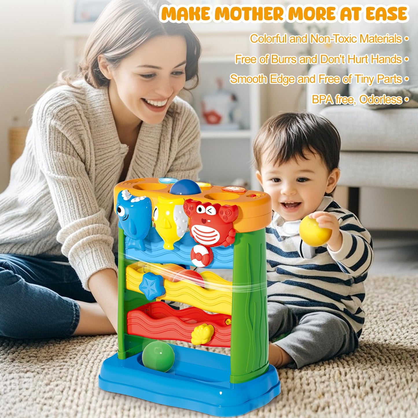 AuroTops Toys for 1 2 3 Years Old Boys & Girls, Toddler Musical Toy for 6-12-18-24 Months, Interactive Montessori Toys with Light & Sound,Christmas Birthday Gifts for Baby Age 1-2 Years Old