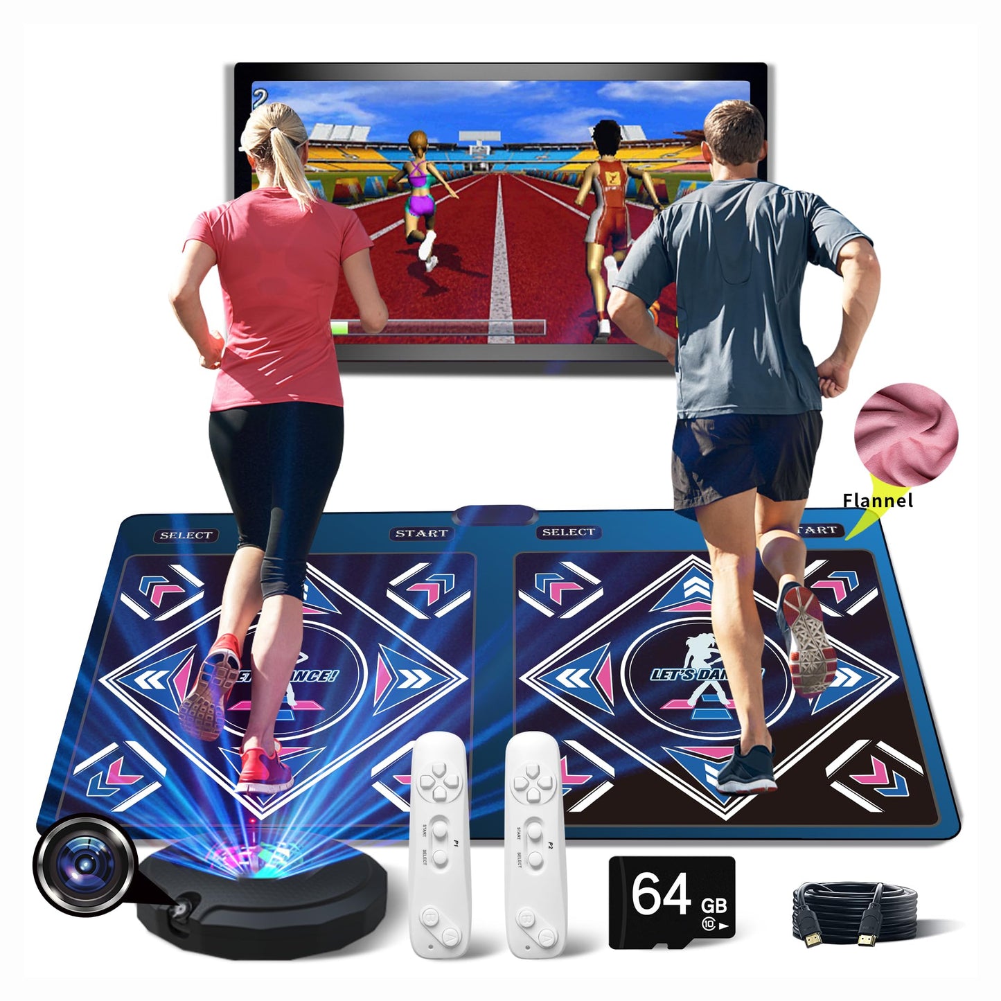 WuZhuangYuan HDMI Musical Electronic Dance mat with a Camera, a 64G Large Memory Card, Including 1000 Games,650 Songs,81 Music Videos,for Single/Double Users, a Luxurious Gift for Boys and Girls