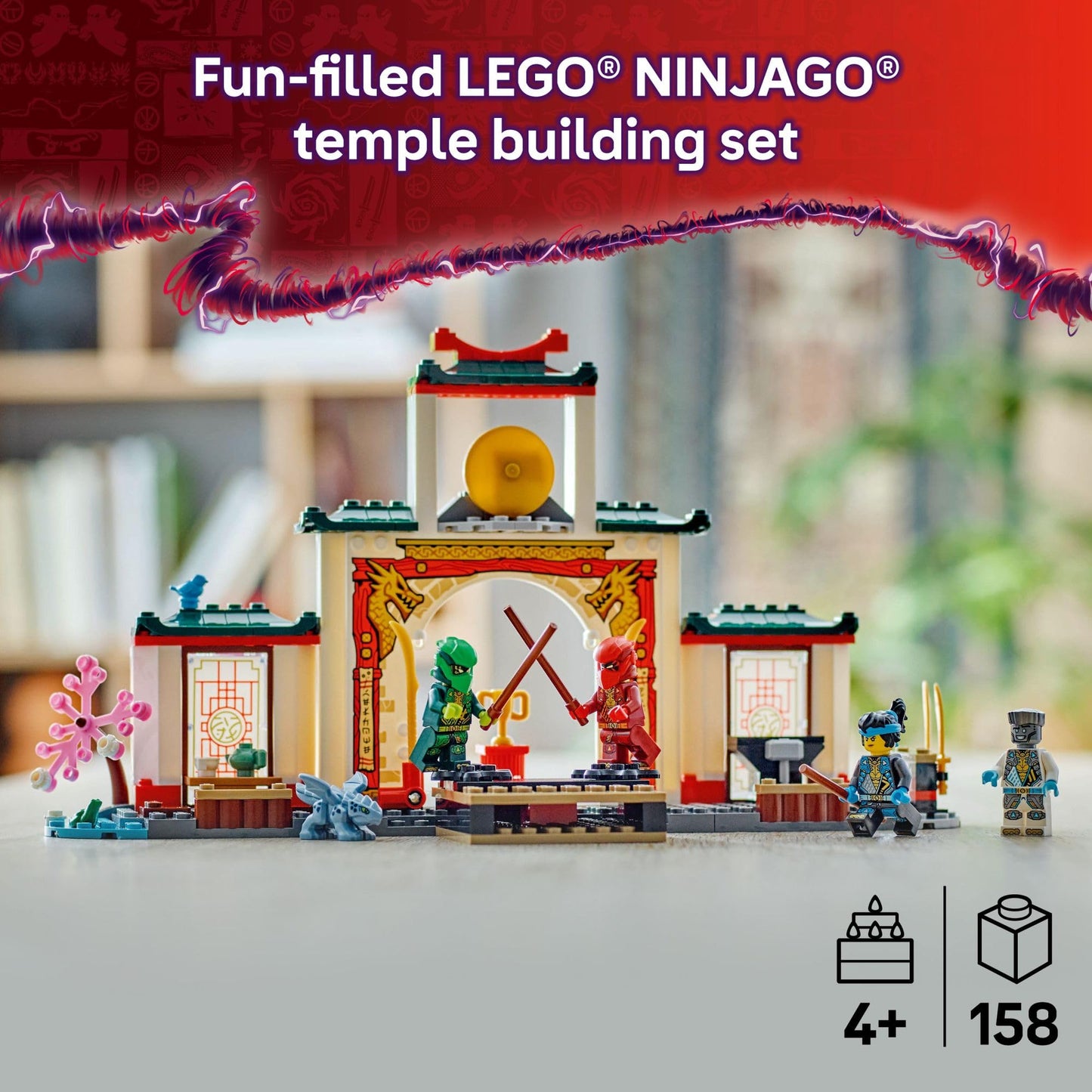 LEGO NINJAGO Ninja Spinjitzu Temple Building Toy Playset - Pretend Play Preschool Ninja Toy for Kids, Boys and Girls, Ages 4+ - with 4 Minifigures - Gift Idea for Birthdays - 71831