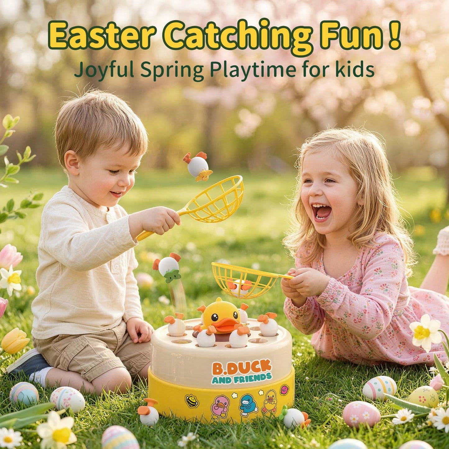 BLF FUN B.Duck Games for Kids Age 4-6, Board Games Bounce and Catch Duck Toys for Kids 4-8, Family Board Games for 5-7 Boys Girls, Birthday Gifts Christmas Party Games for Toddlers 3-5