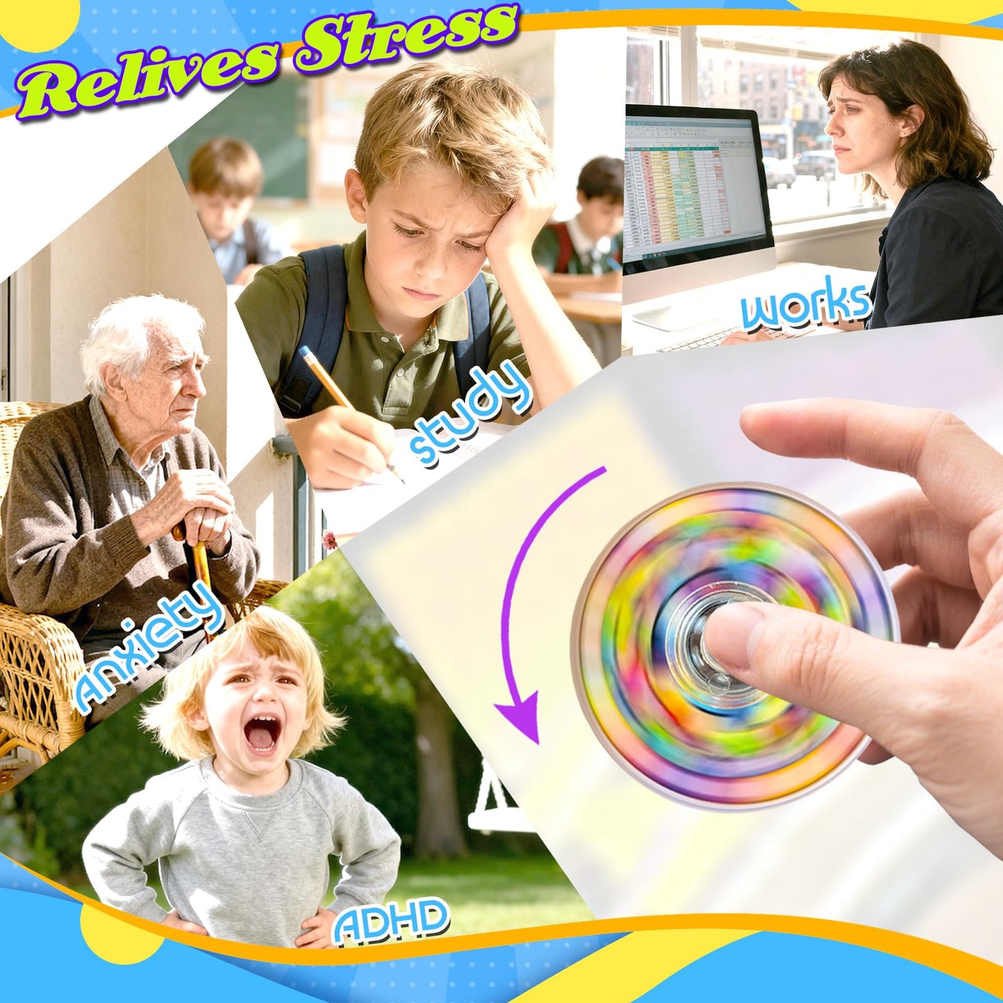 45 Pack Mini Fidget Spinner Fidget Toys Bulk,Party Favors Supplies Goodie Bag Stuffers Gifts for Kids Boys Girls Adults Anxiety ADHD Stress Relief,Carnival Treasure Box Sensory Toys Classroom Prizes