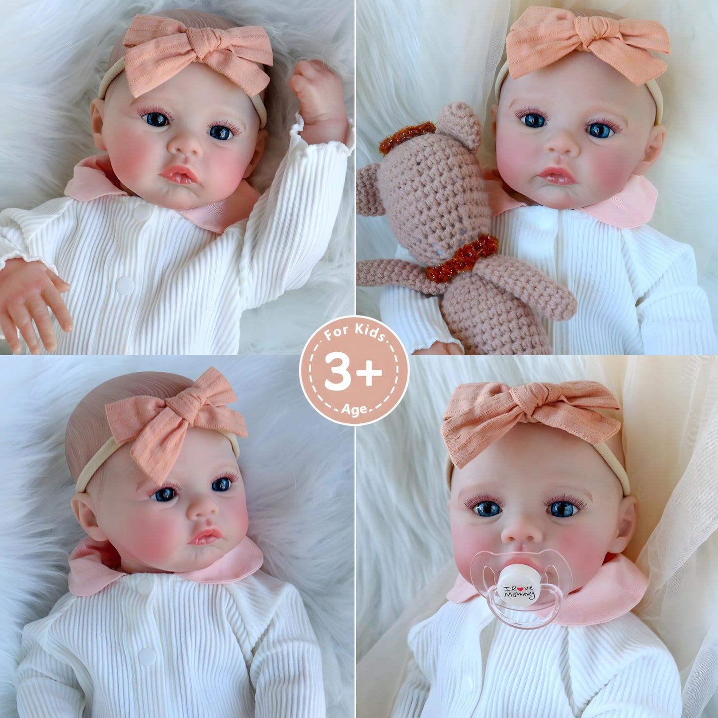 FOCKOF Realistic Reborn Baby Dolls - 18 Inch Real Life Baby Doll Girl Lifelike with Accessories for 3+ Years Old (White)