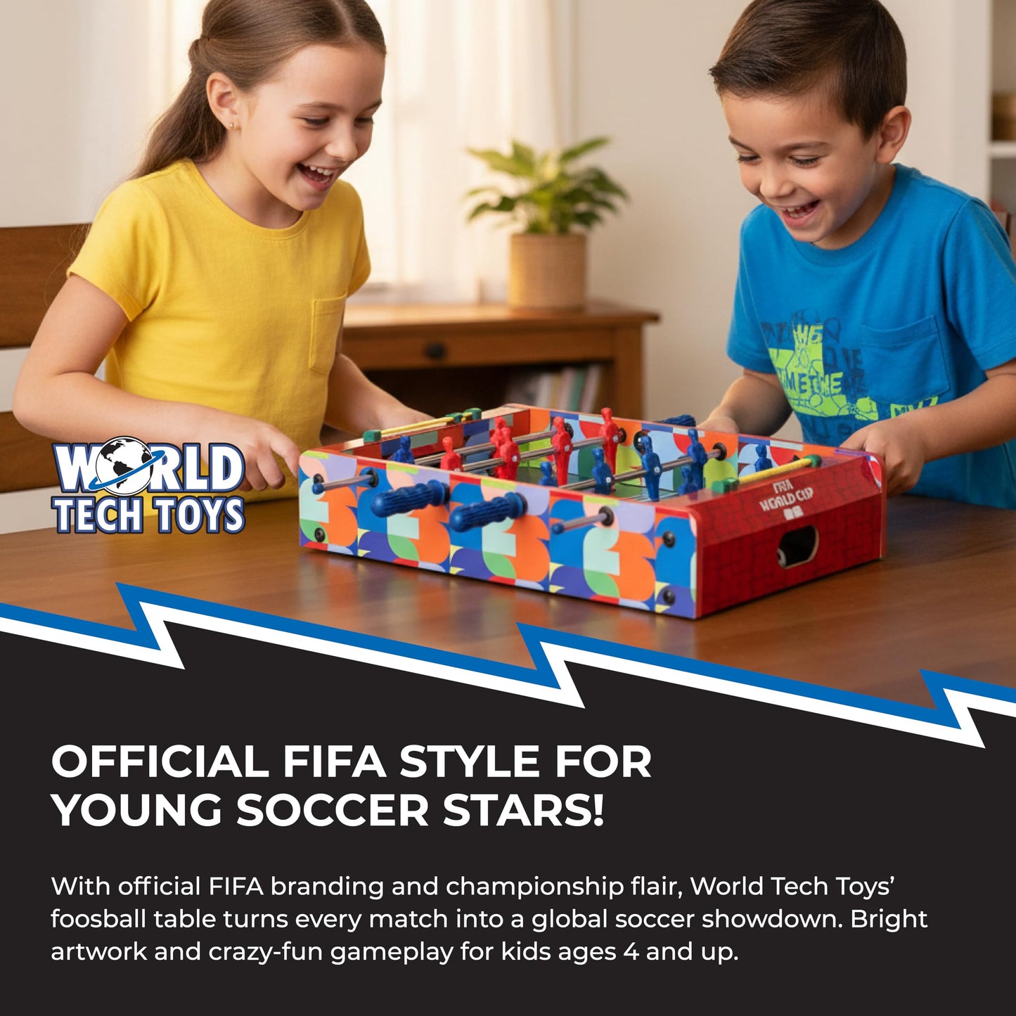 World Tech Toys FIFA Foosball Table for Kids – Tabletop Soccer Game with Rod Handles, Ball & Players – Wooden Mini Game Table for Kids 4+ – FIFA Licensed