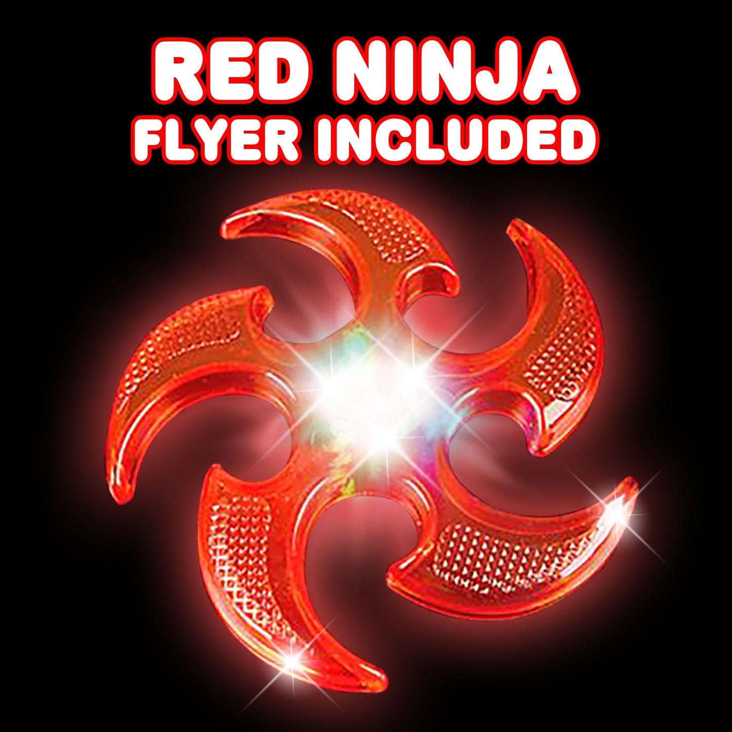 ArtCreativity Light Up Flying Ninja Stars Set, 2 Rubber Throwing Stars with Batteries, Interactive Ninja Kids Toys for Tossing, Games, 2 Colors, Gift for Kids Red and Blue Stars (Pack of 2)