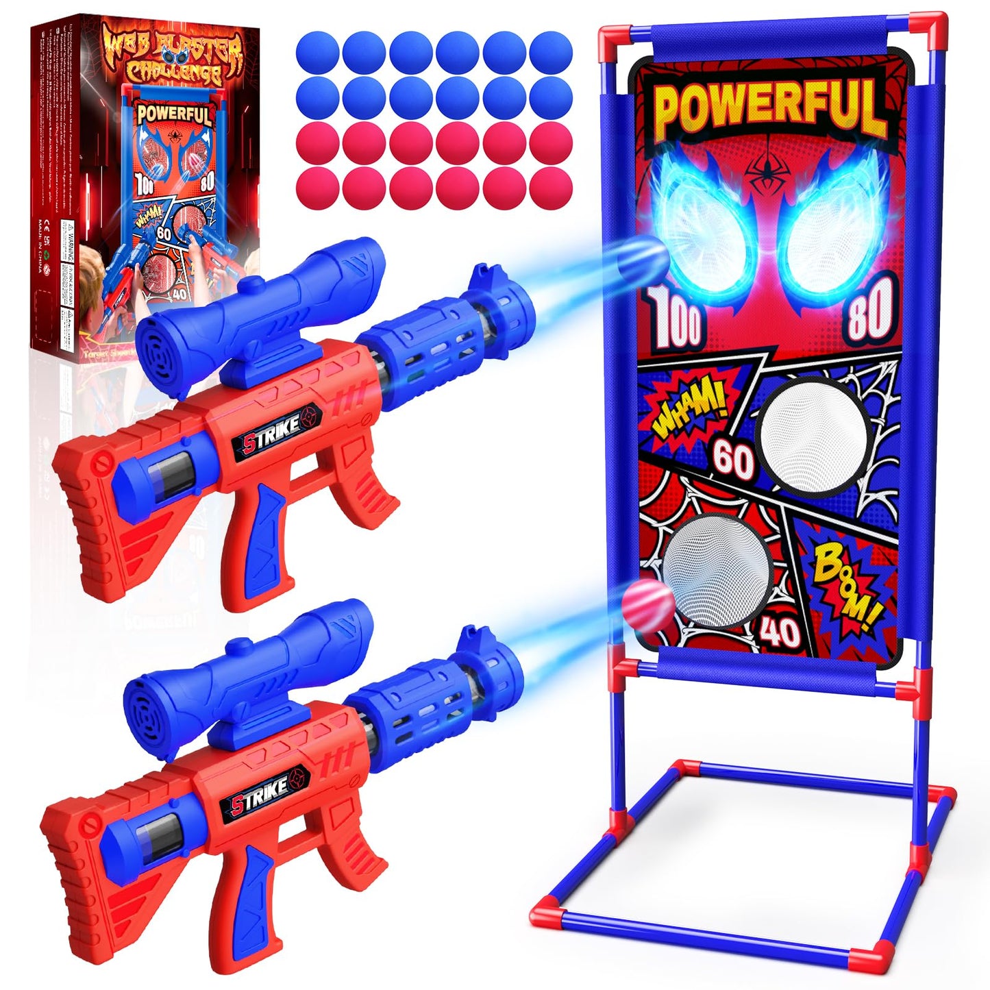 Shooting Toy Set with Hero-Style Target & 2 Cool Air Pump Launcher,Indoor Outdoor Kids Toy,Action Shooting Games,Boys Toys Age 3 4 5 6 7 8 9 10 11 12, Holiday Presents for Boy