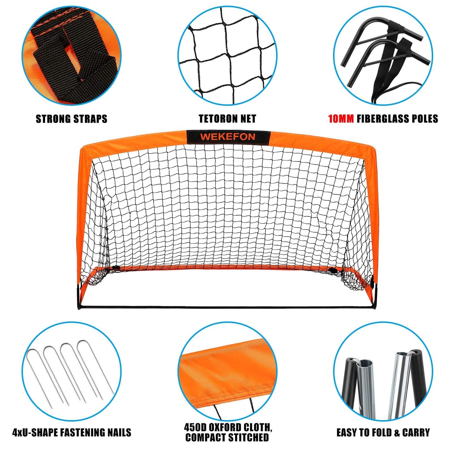 Soccer Goal with Carry Bag, 10MM Strengthen Pole & Nets Arched Design, Kids Soccer Goals for Backyard Set 5' x 3.1' Portable Pop Up Soccer Nets for Toddler, Adults, Youth Games, Sports, Play, Gifts