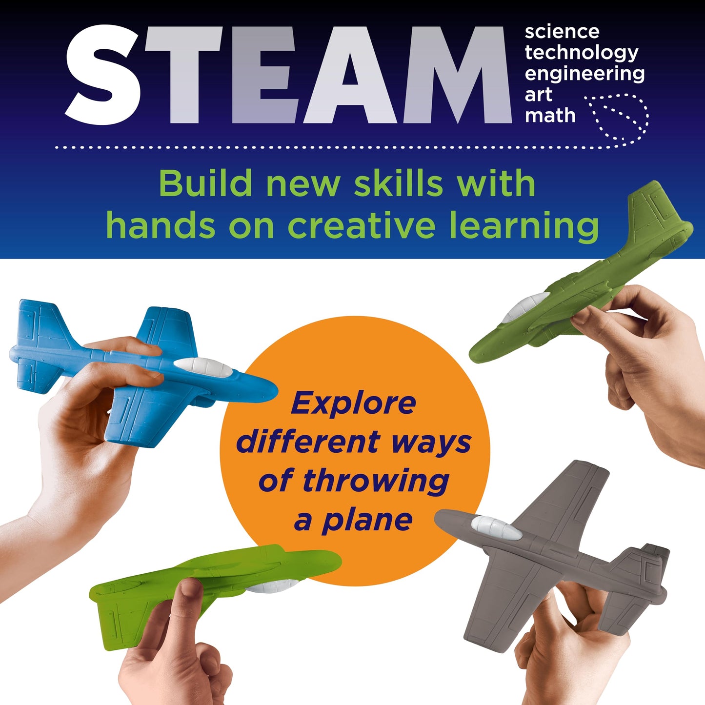 Creativity for Kids Stunt Squadron Foam Fliers: Makes 3 Airplane Toys for Kids, Crafts and STEM Kits for Kids, Toys for Boys and Girls, Boys Gifts (Ages 5+)