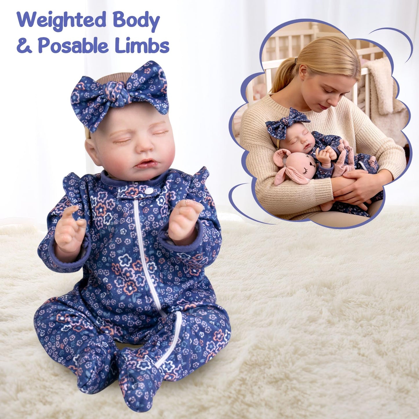 Aori 20 Inch Weighted Reborn Baby Doll - Hyper Realistic Lifelike Newborn Girl with Outfit, Collectible Soft Body Baby Doll for Girls Age 3 for Christmas/Birthday