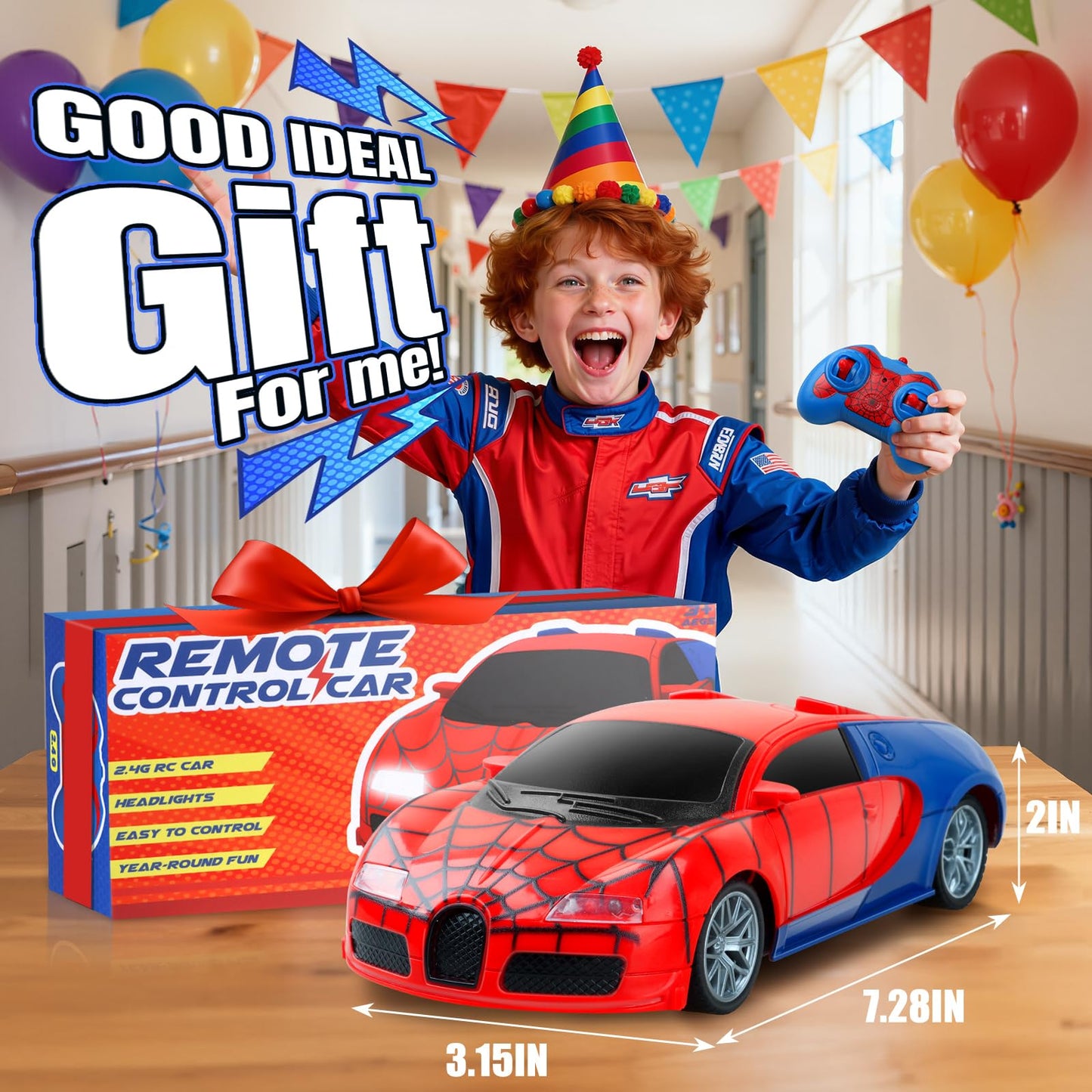 Gretex Remote Control Car Toy for Kids: Spider RC Cars for Boys Age 4-7 Toy Cars for Boys Age 4-7 Racing Car Toys Spider Toys for Boy 4-6 Birthday Gift for 3 4 5 6 7 8 Year Old Boy Girls, Red