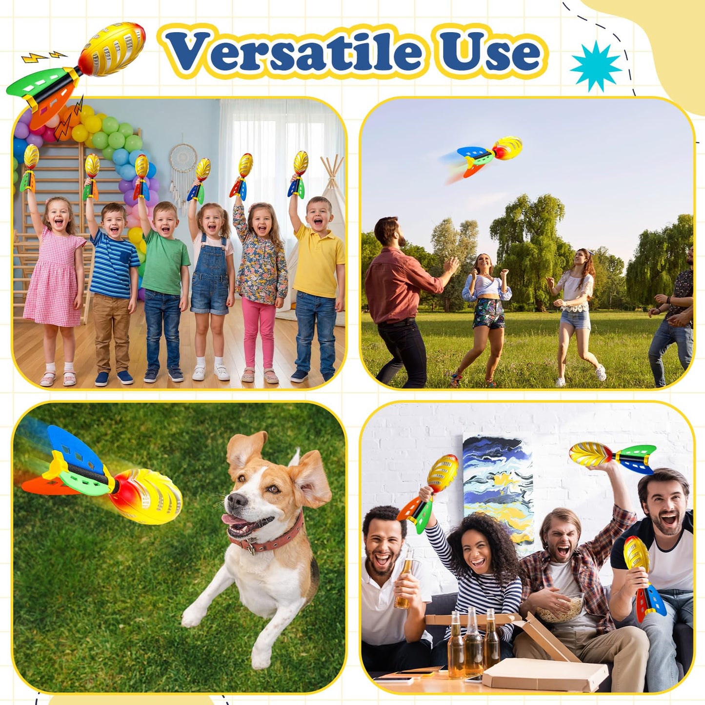 Teyva Daily 24 Pack Foam Missile Footballs with Aerodynamic Tails, 9 in Soft Foam Sports Football, Safe Throwing Ball Toys for Kids Dog Outdoor Game Backyard Beach Pool Play