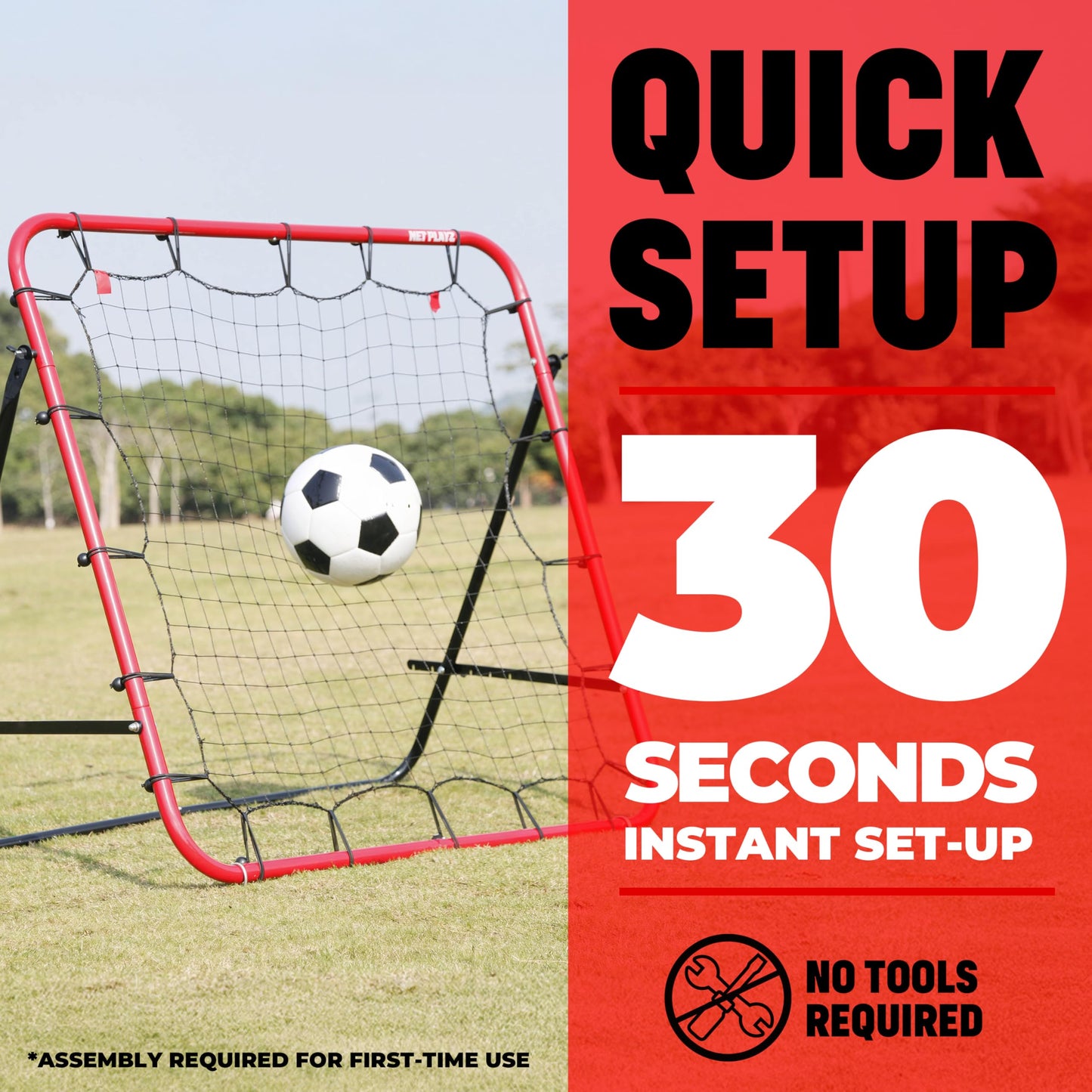 Soccer Rebounder Rebound Net, Kick-Back 3.3X3.3FT | Football Training Gifts, Aids & Equipment for Kids Teens & All Ages, Portable, 6 Adjustable Angles