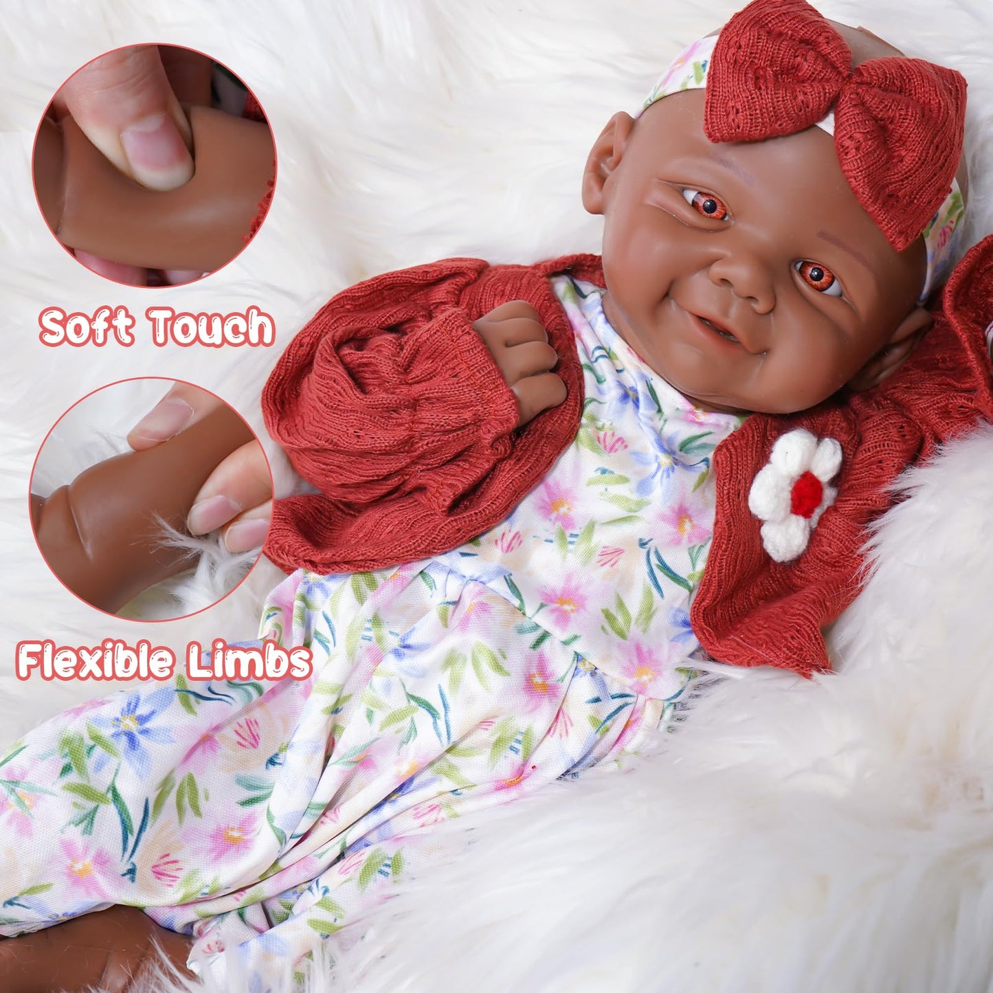 SILINAISIA Lifelike Reborn Baby Dolls Smiling Girl 17in Weighted Silicone Full Body Flexible Limbs Realistic Real Life Baby Dolls Open Eyes Newborn Babies