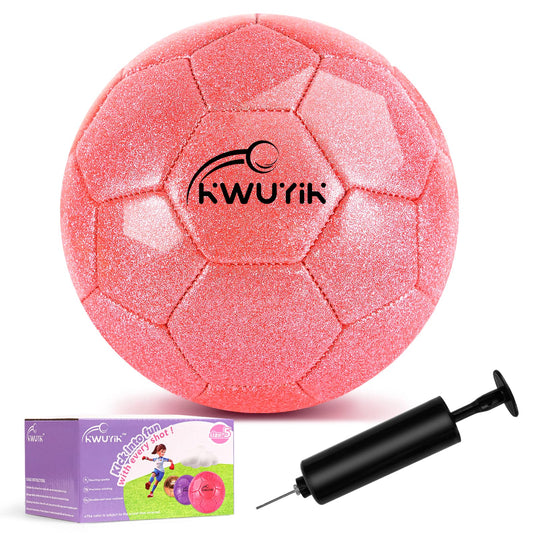 OKWUYiK Size 5 Glitter Pink Soccer Ball Set with Pump Soccer Ball for Youth Adults Training Toddler Soft Sports Outdoor Training for Back to School Kit Sports Toddler Gift