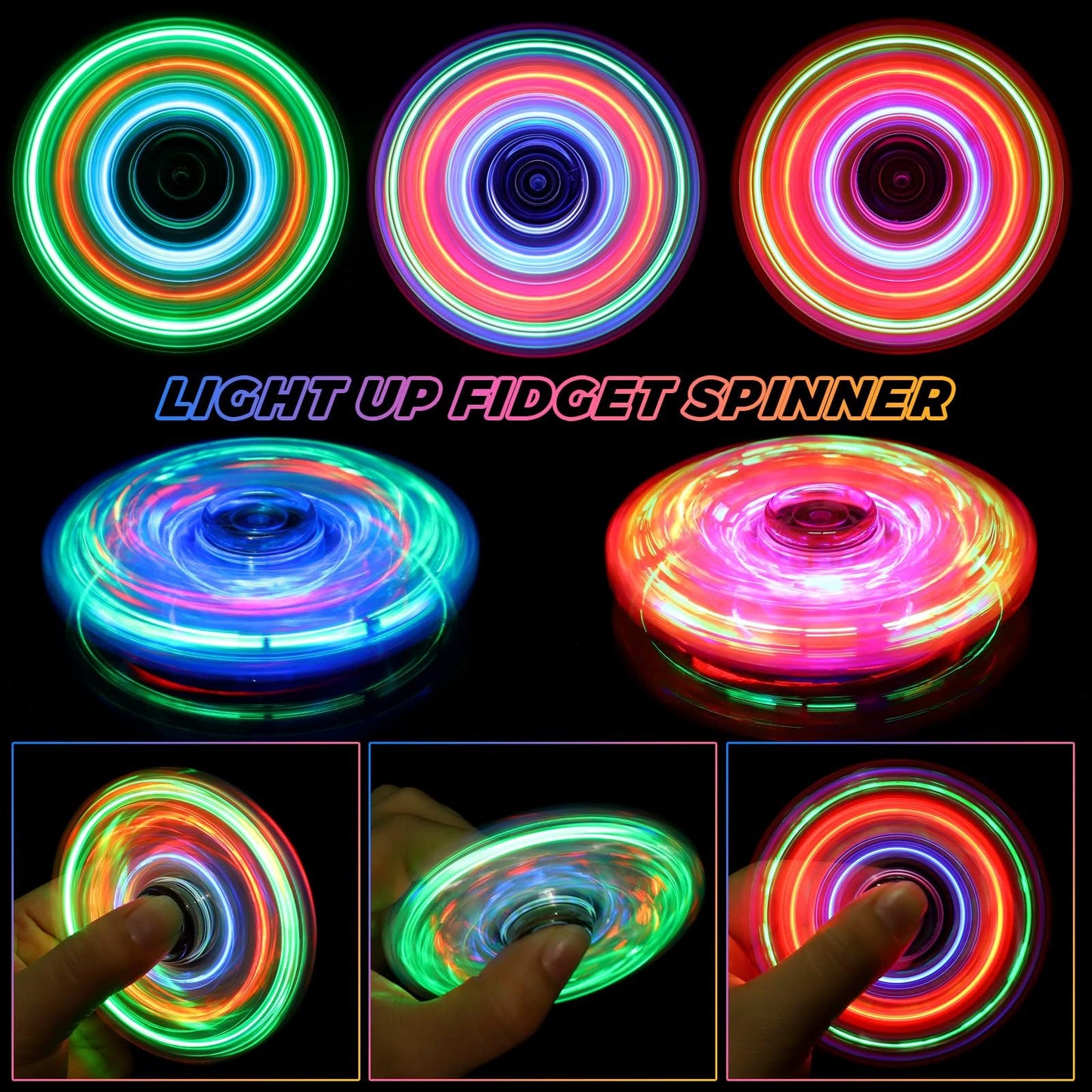Gigilli 8 Pack Fidget Spinners for Kids 4-8-12, Goodie Bag Stuffers LED Light up Party Favors Fidget Toys Bulk for Kids Adults, Glow in the Dark Fidgets for Classroom Prizes