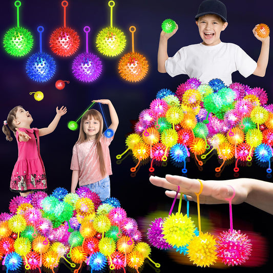 SHQDD 24PCS Light Up Ball, Stress Balls, Bouncy Balls for Kids, 6 Colors Flashing Squeaky Ball, 2.2inch Light Up Toys, Balls for Toddlers 1-3, 4th of July Party Favors for Teens, Adults, Children
