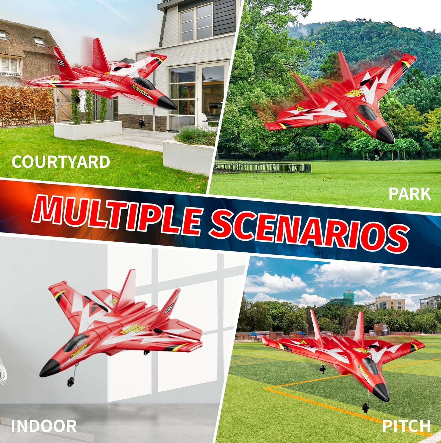 Foam RC Plane Toys with 3 Batteries, Remote Control Airplane RC Jet Helicopter Drone Plane for Kids Adults, Easy to Fly RC Fighter, Remote Control Aircraft with Automatic Balance Gyro for Adult Kids