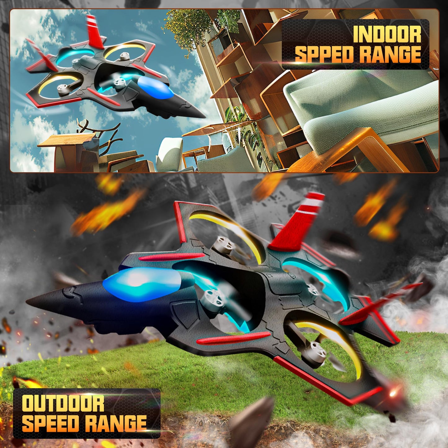 BEZGAR Brushless RC Plane with Camera | 2.4GHZ Remote Control Airplane, 6-axis Gyro Drones for Kids, RC Helicopter, 360°Flip Jet Fighter for Beginners with LED Navigation Lights